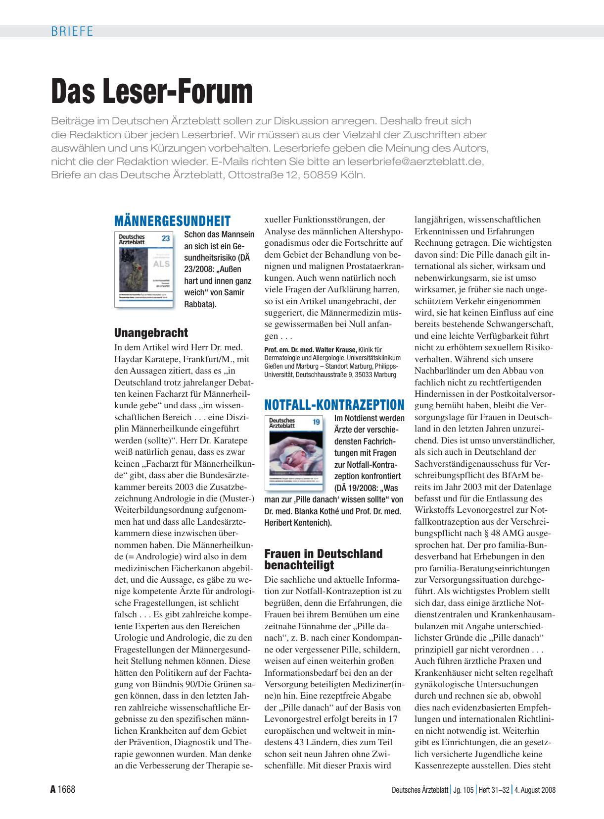 Vorschauseite 1: Männergesundheit: Unangebracht