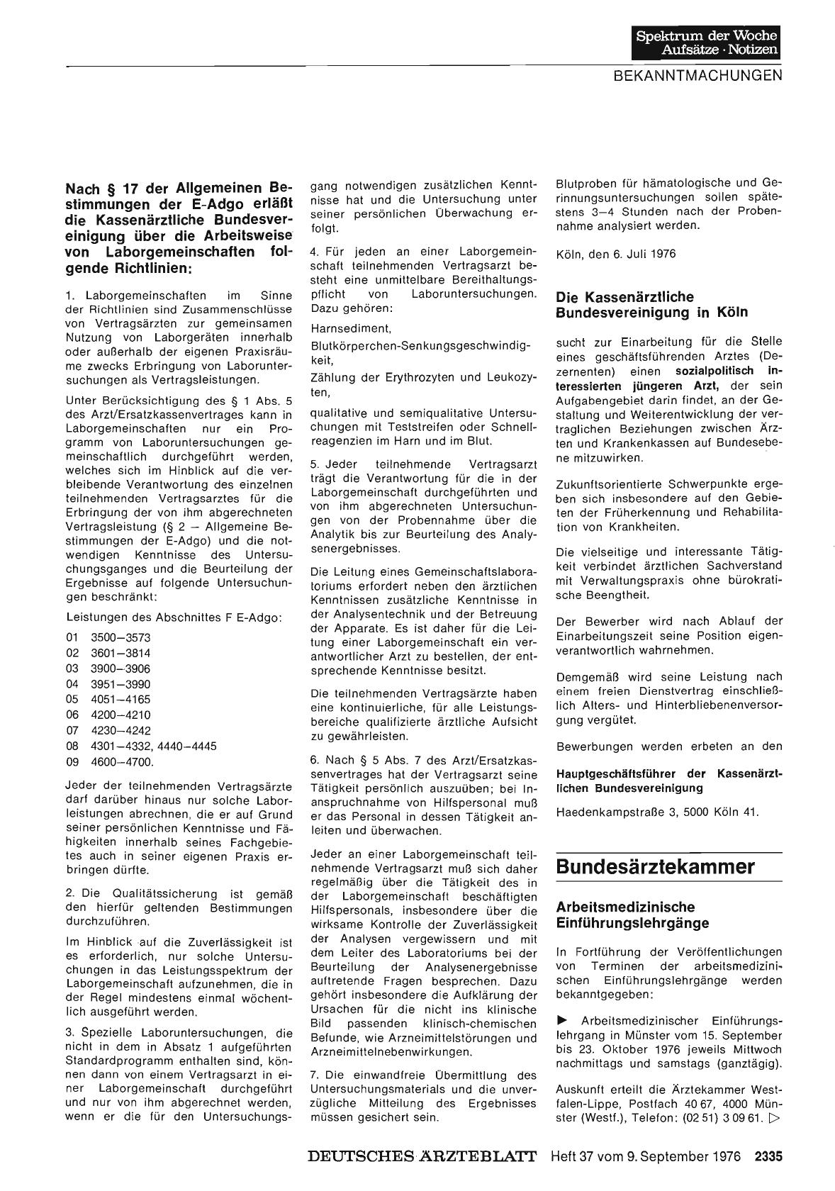 Vorschauseite 1: Kassenärztliche Bundesvereinigung: Laborgemeinschaften