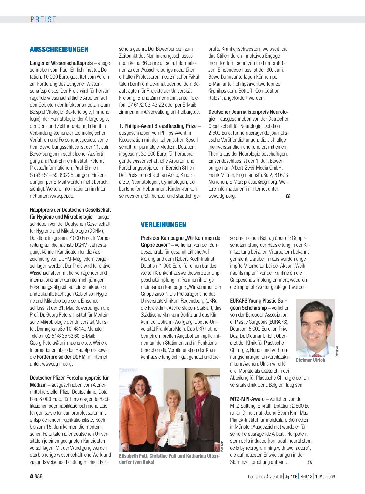 Vorschauseite 1: Verleihungen