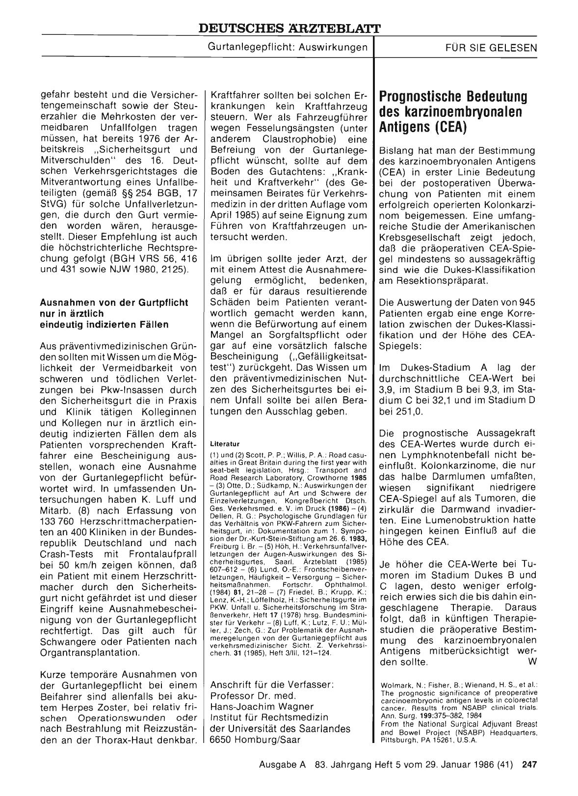 Vorschauseite 1: Prognostische Bedeutung des karzinoembryonalen Antigens (CEA)
