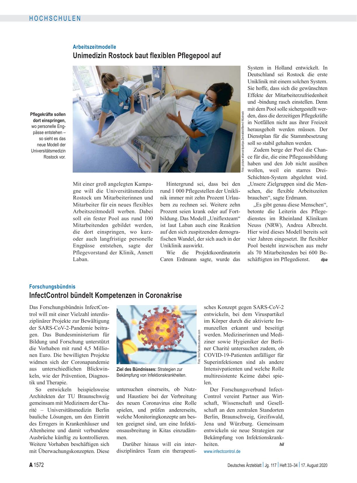Vorschauseite 1: Forschungsbündnis: InfectControl bündelt Kompetenzen in Coronakrise