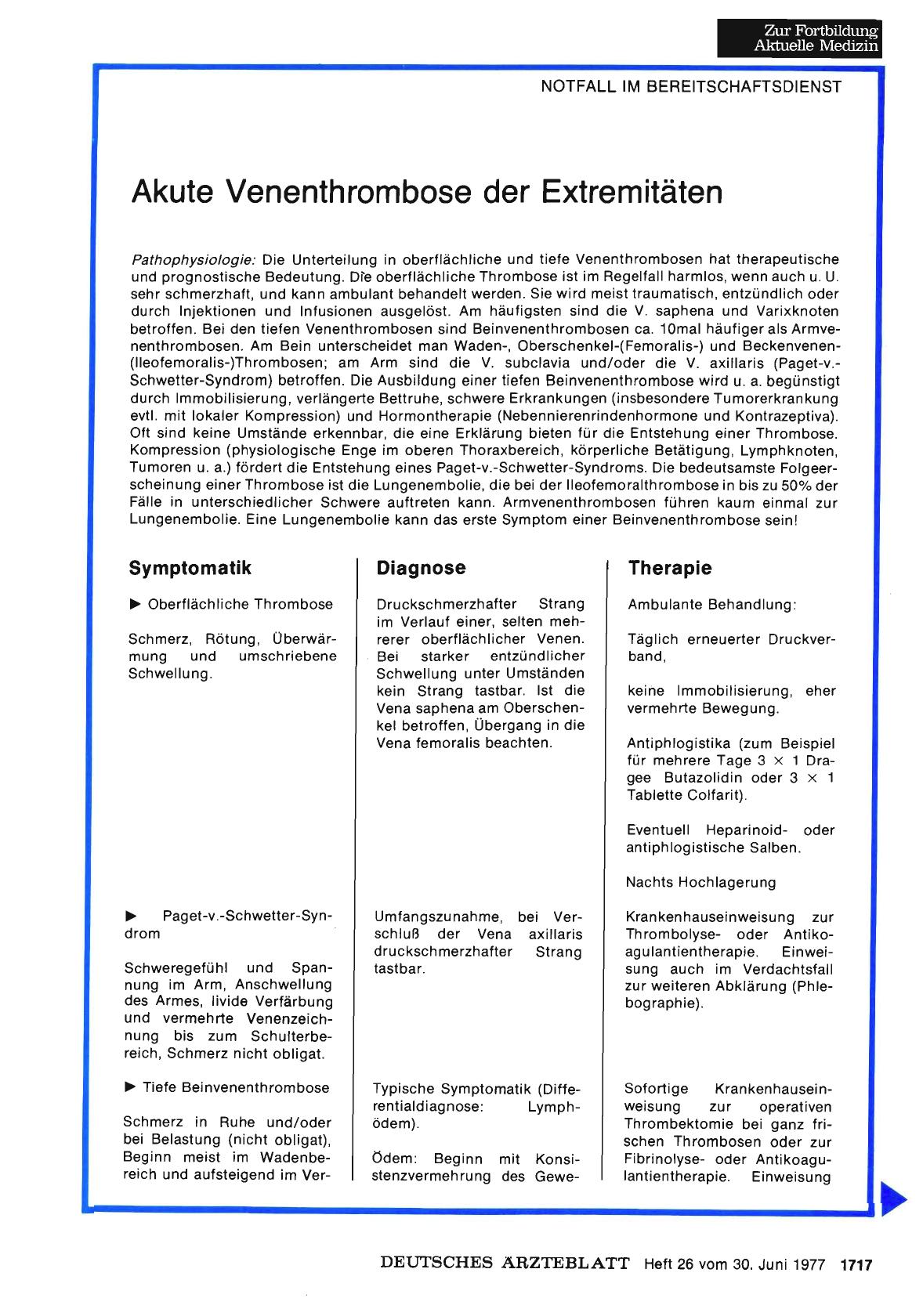 Vorschauseite 1: Akute Venenthrombose der Extremitäten