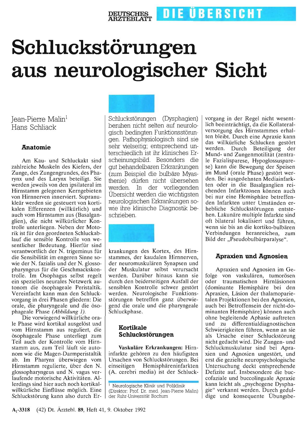Vorschauseite 1: Schluckstörungen aus neurologischer Sicht