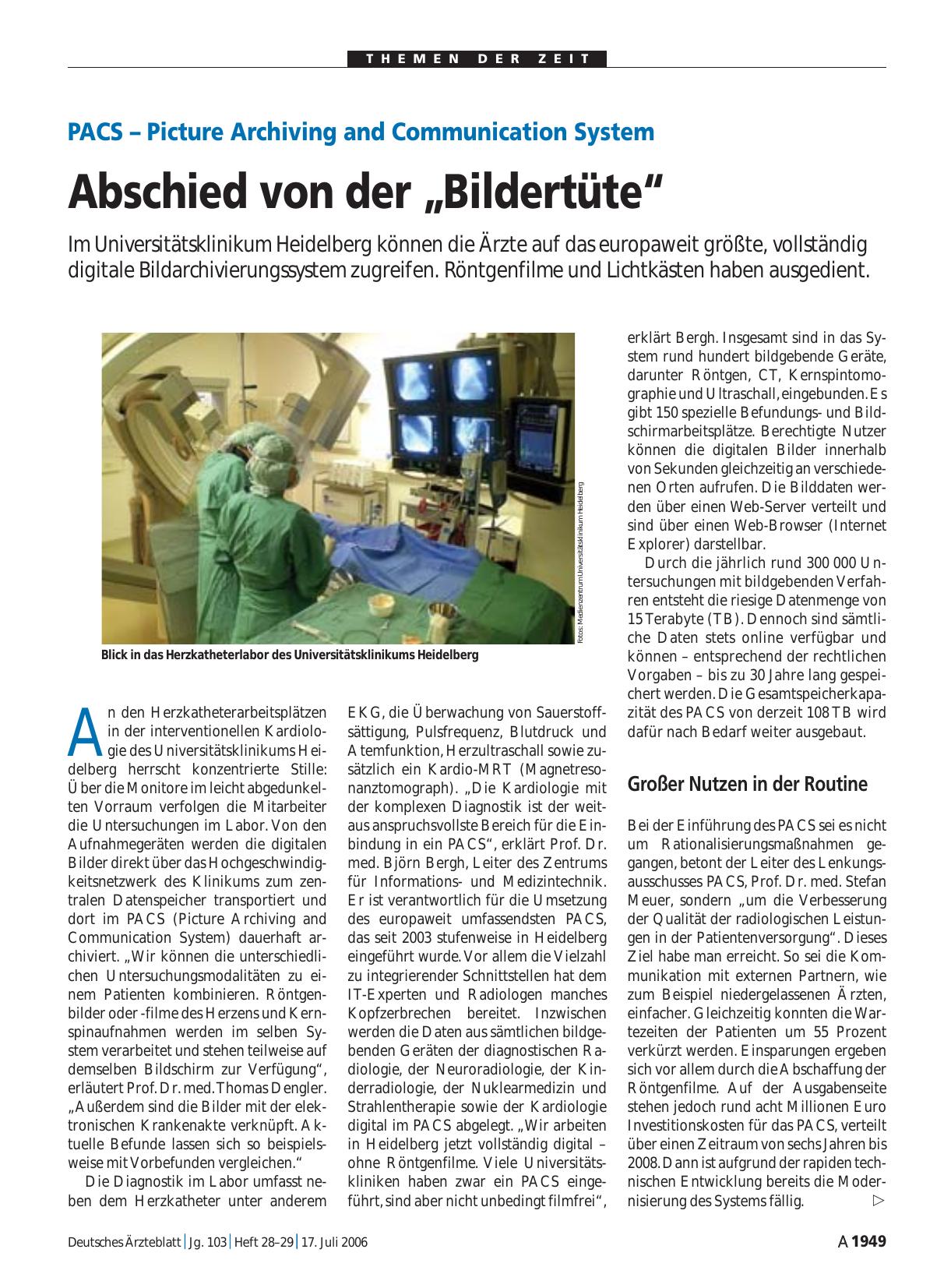 Vorschauseite 1: PACS – Picture Archiving and Communication System: Abschied von der „Bildertüte“
