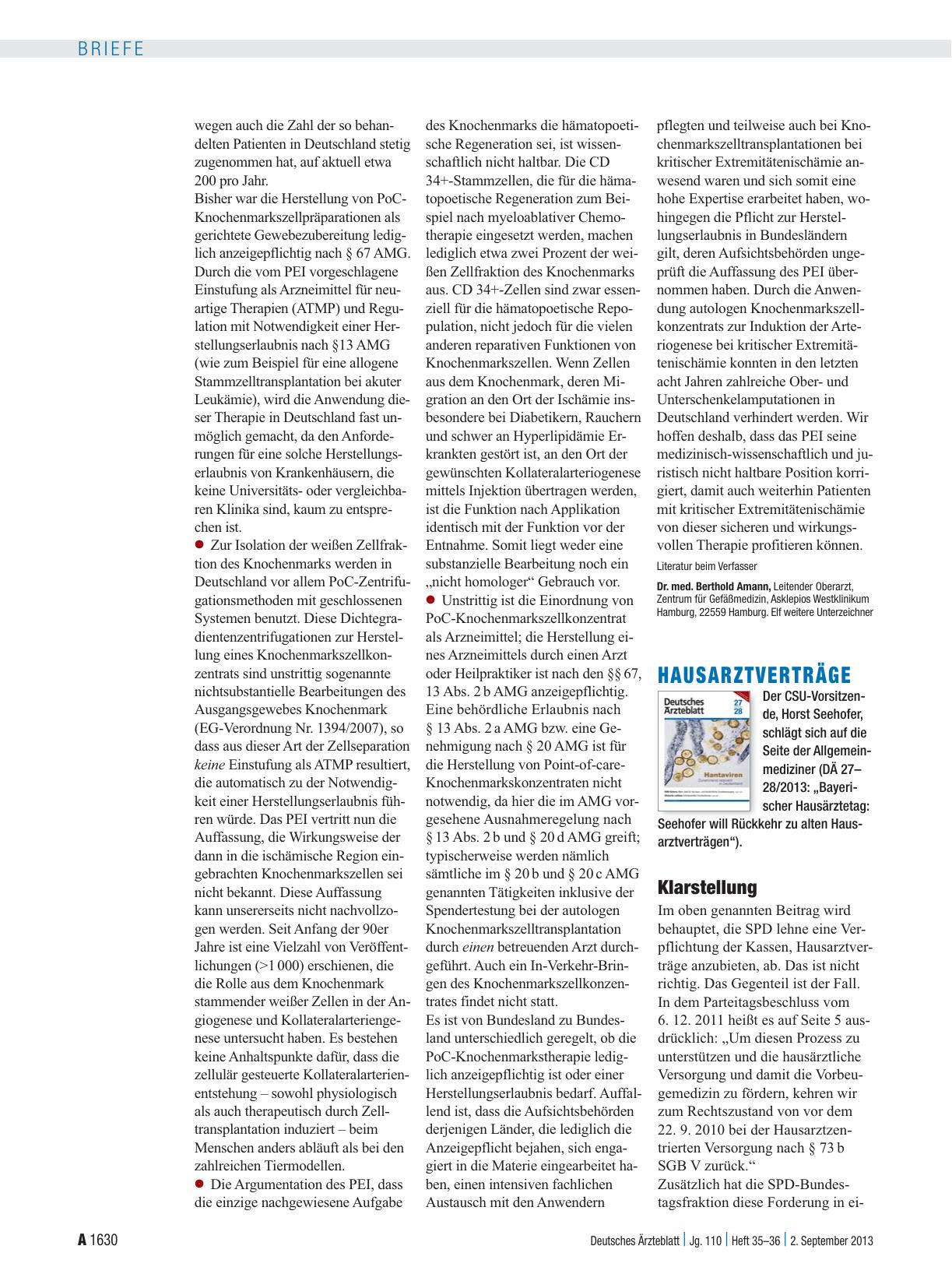 Vorschauseite 1: Hausarztverträge: Klarstellung