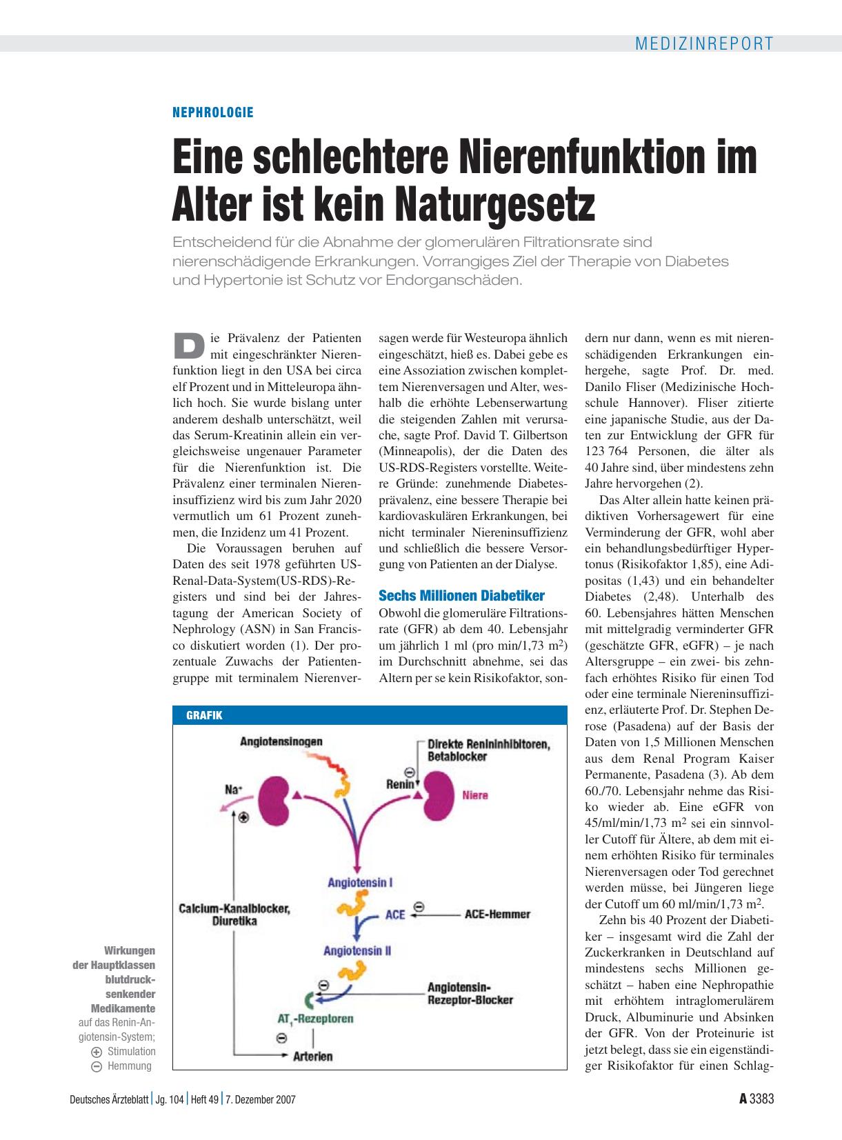 Vorschauseite 1: Nephrologie: Eine schlechtere Nierenfunktion im Alter ist kein Naturgesetz