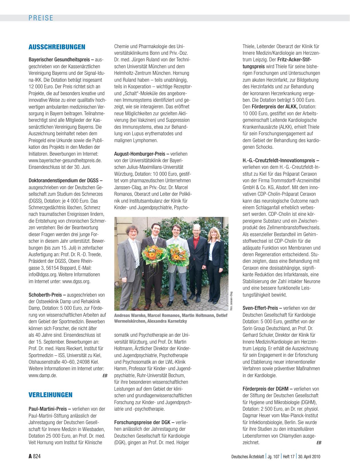 Vorschauseite 1: Verleihungen