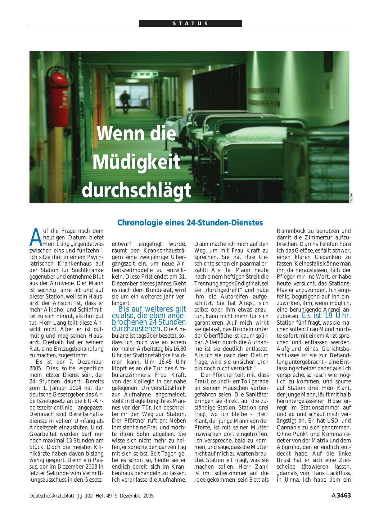 Vorschauseite 1: Wenn die Müdigkeit durchschlägt: Chronologie eines 24-Stunden-Dienstes