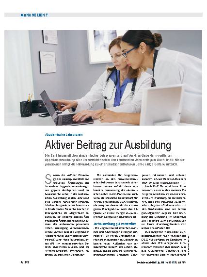 Vorschauseite 1: Akademische Lehrpraxen: Aktiver Beitrag zur Ausbildung
