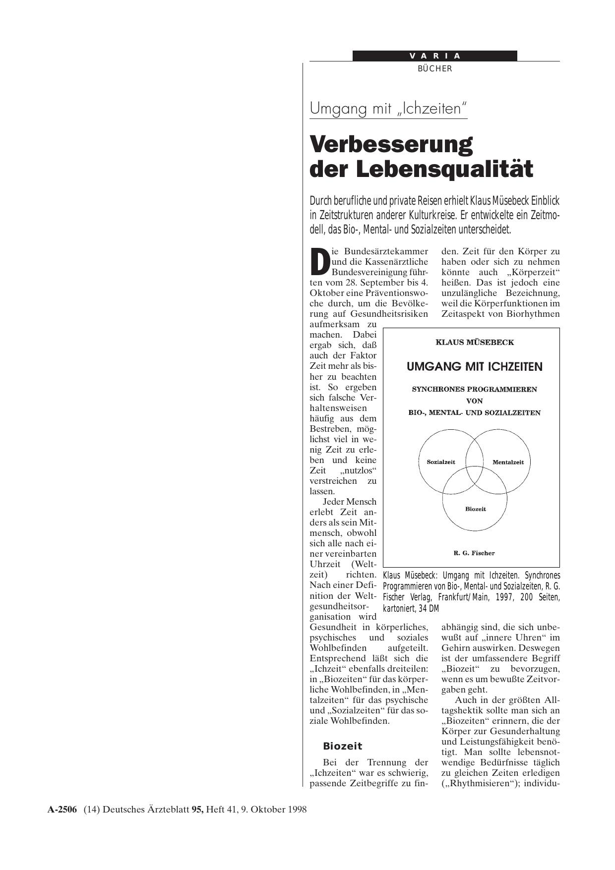 Vorschauseite 1: Umgang mit „Ichzeiten“: Verbesserung der Lebensqualität