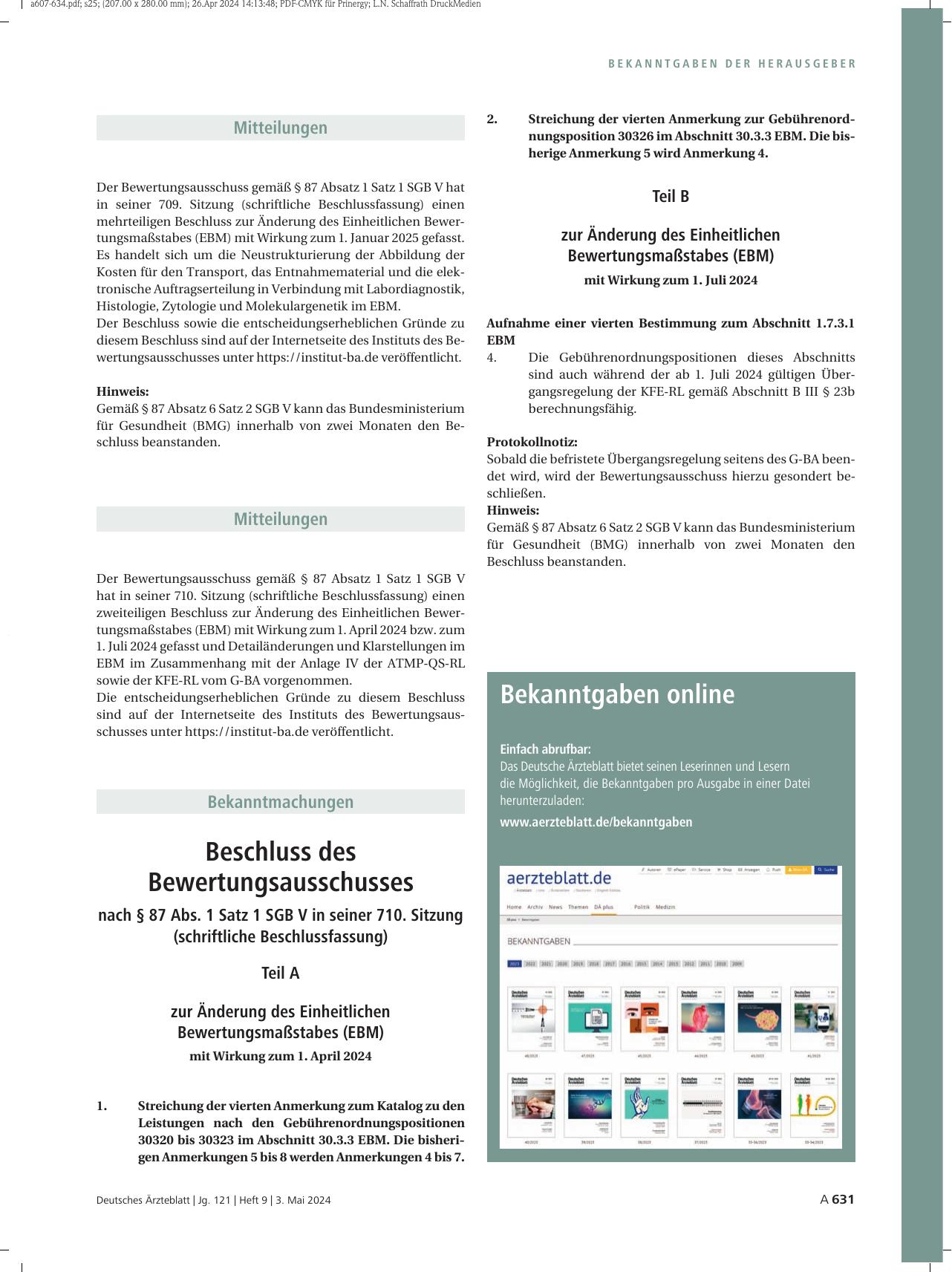 Vorschauseite 1: Mitteilungen