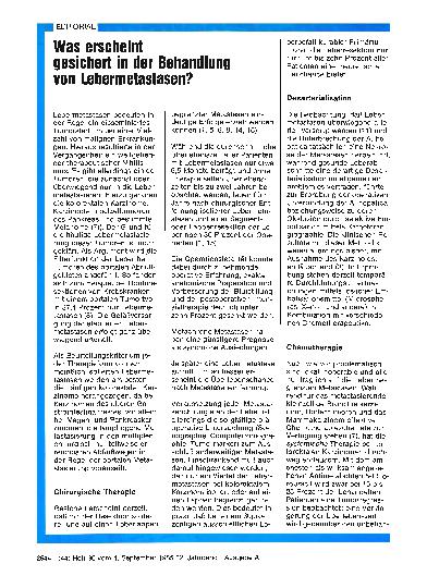 Vorschauseite 1: Was erscheint gesichert in der Behandlung von Lebermetastasen?