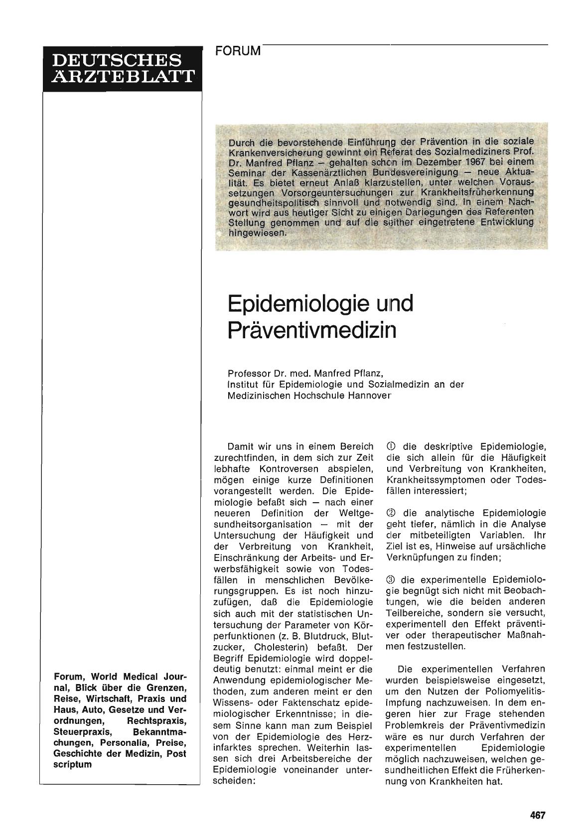 Vorschauseite 1: Epidemiologie und Präventivmedizin
