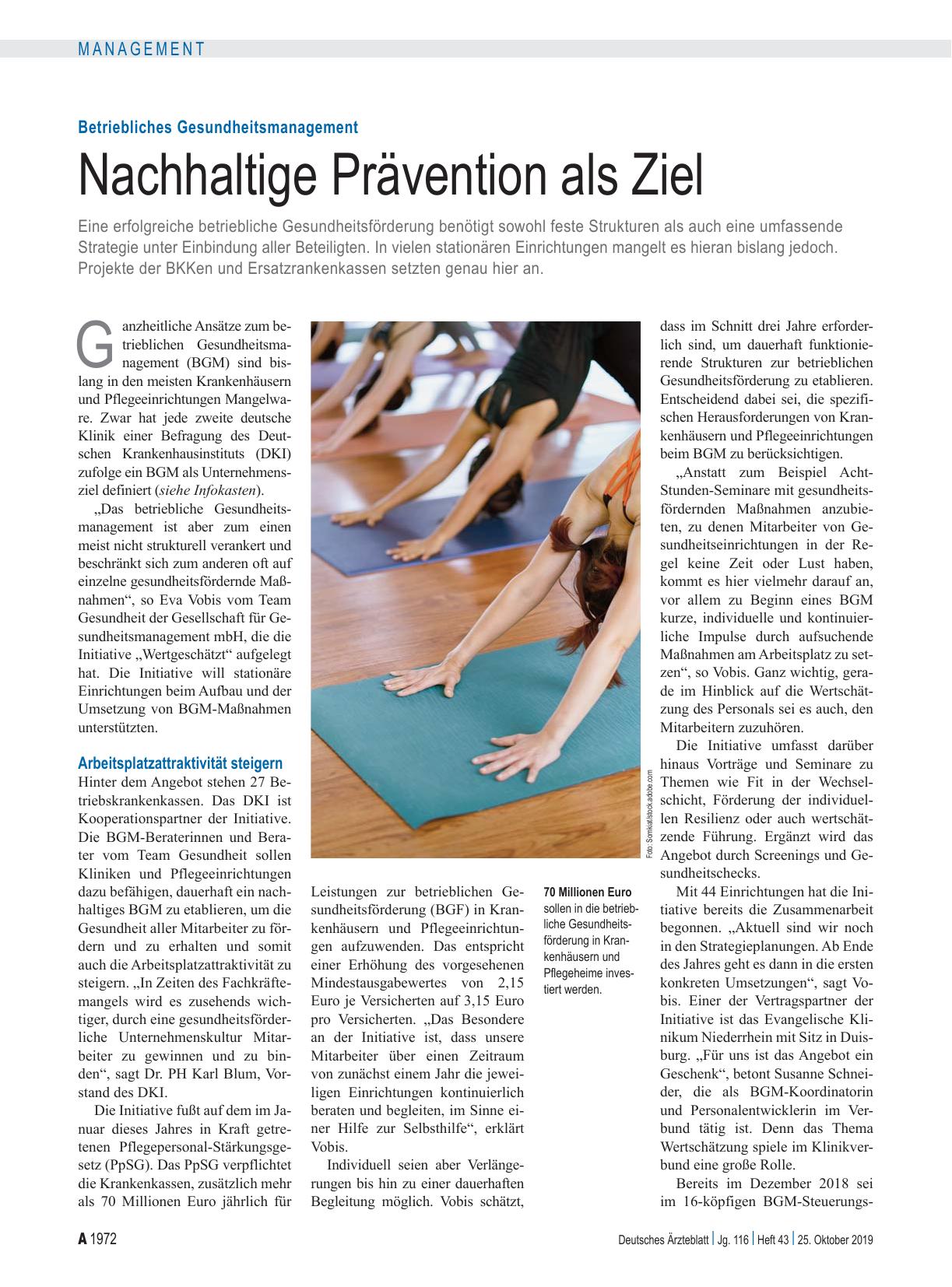 Vorschauseite 1: Betriebliches Gesundheitsmanagement: Nachhaltige Prävention als Ziel