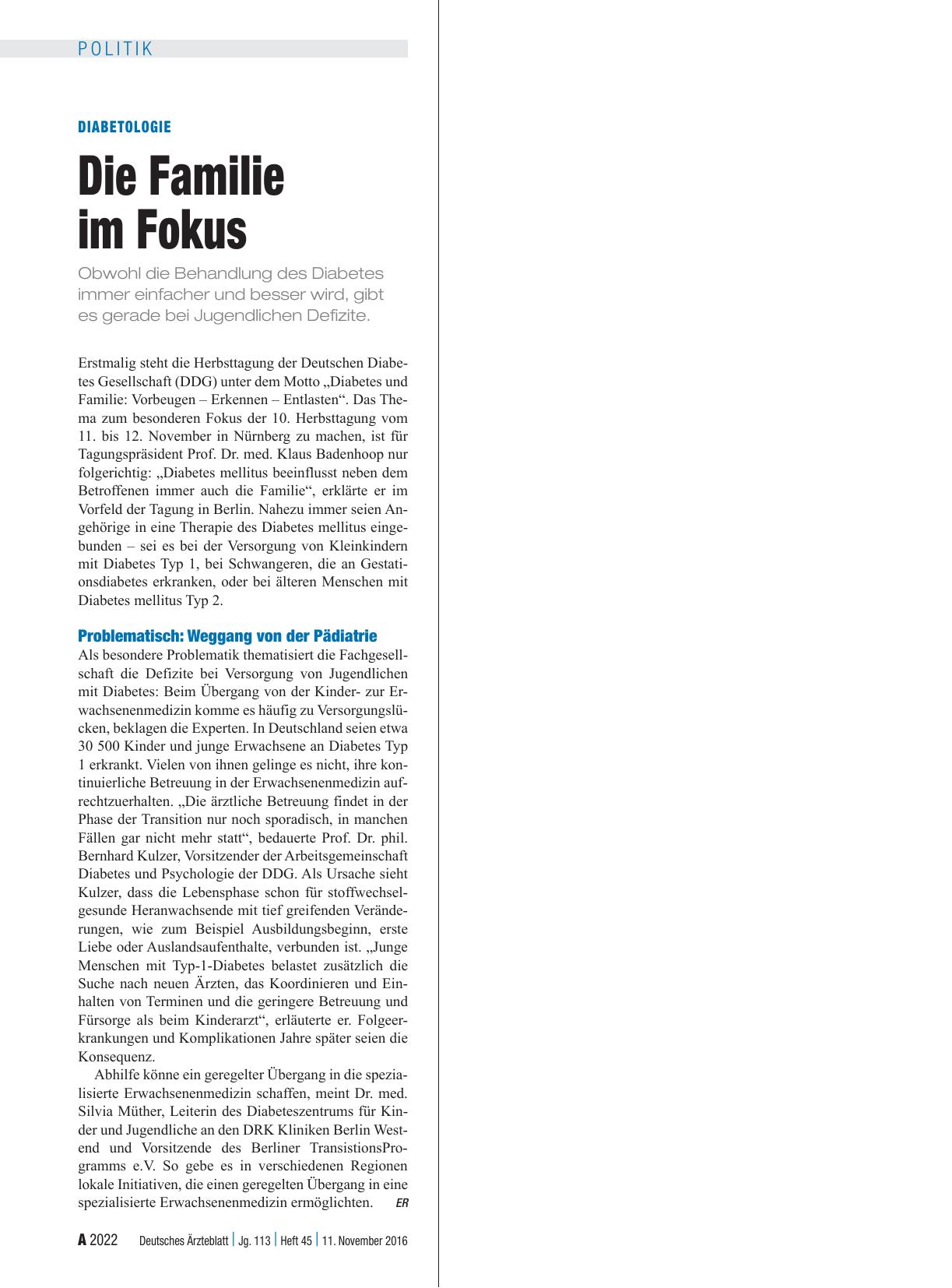 Vorschauseite 1: Diabetologie: Die Familie im Fokus