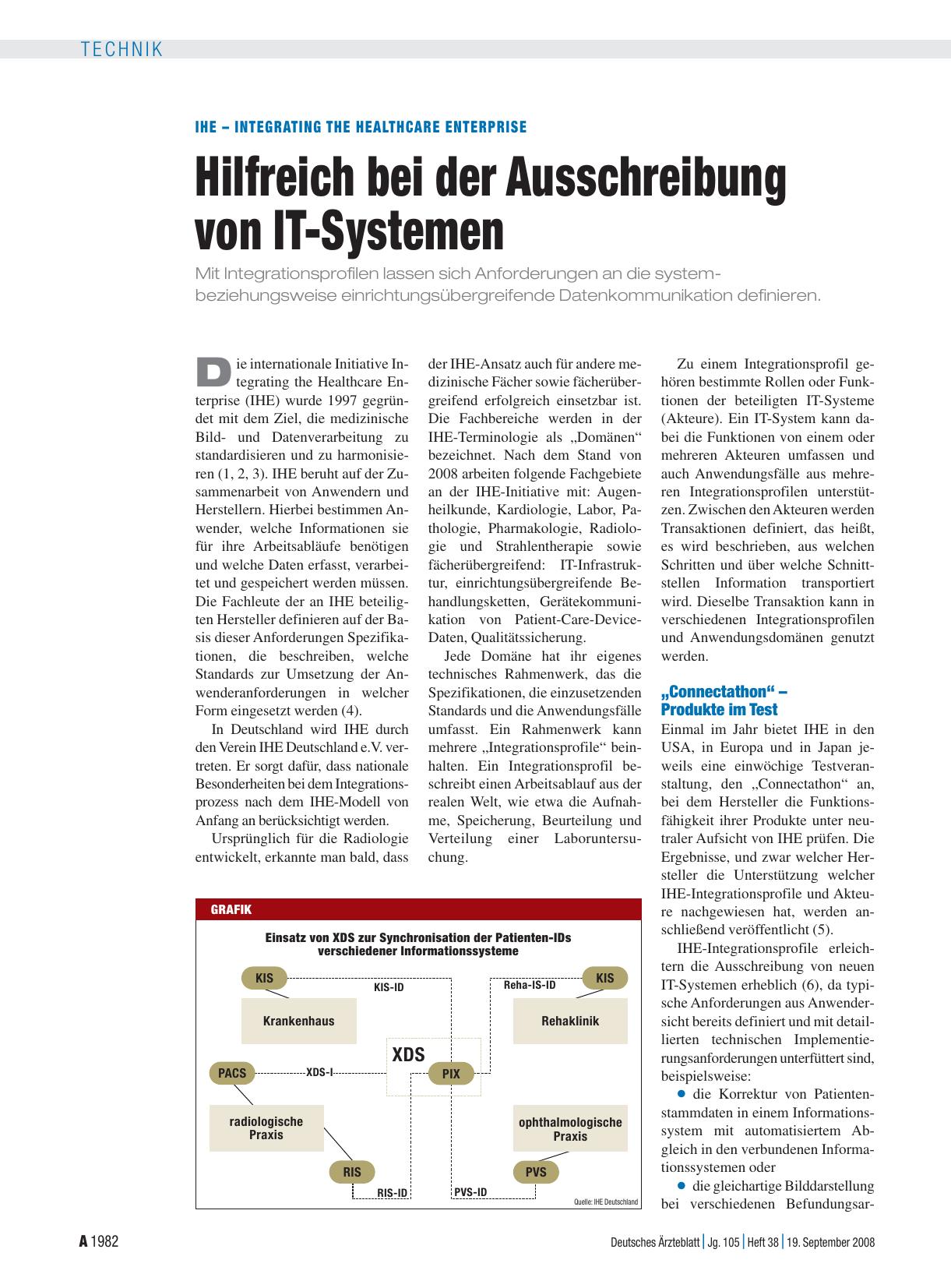 Vorschauseite 1: IHE – Integrating the Healthcare Enterprise: Hilfreich bei der Ausschreibung von IT-Systemen