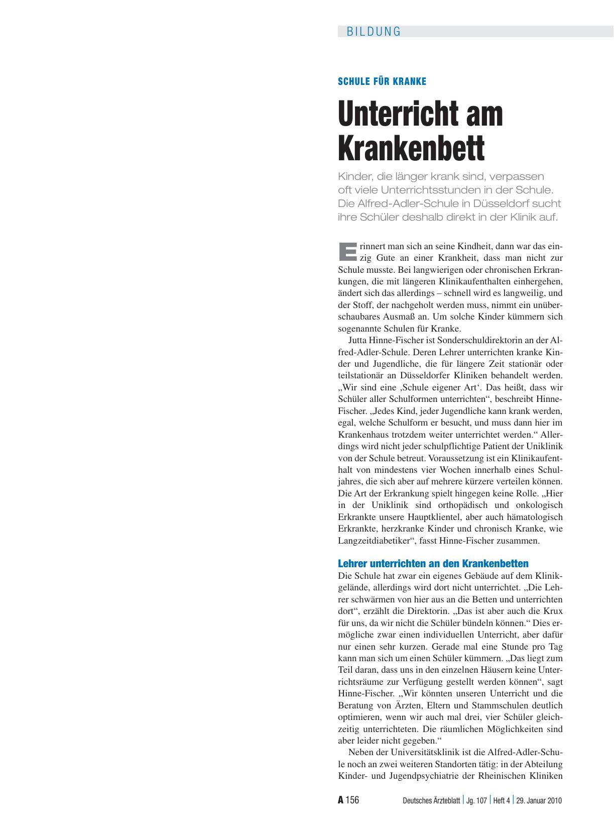 Vorschauseite 1: Schule für Kranke: Unterricht am Krankenbett