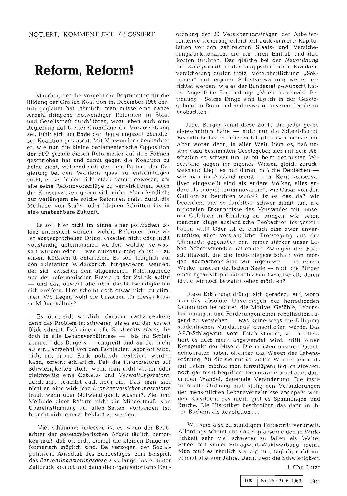 Vorschauseite 1: Reform, Reform!