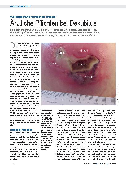 Vorschauseite 1: Wundliegegeschwüre vermeiden und behandeln: Ärztliche Pflichten bei Dekubitus