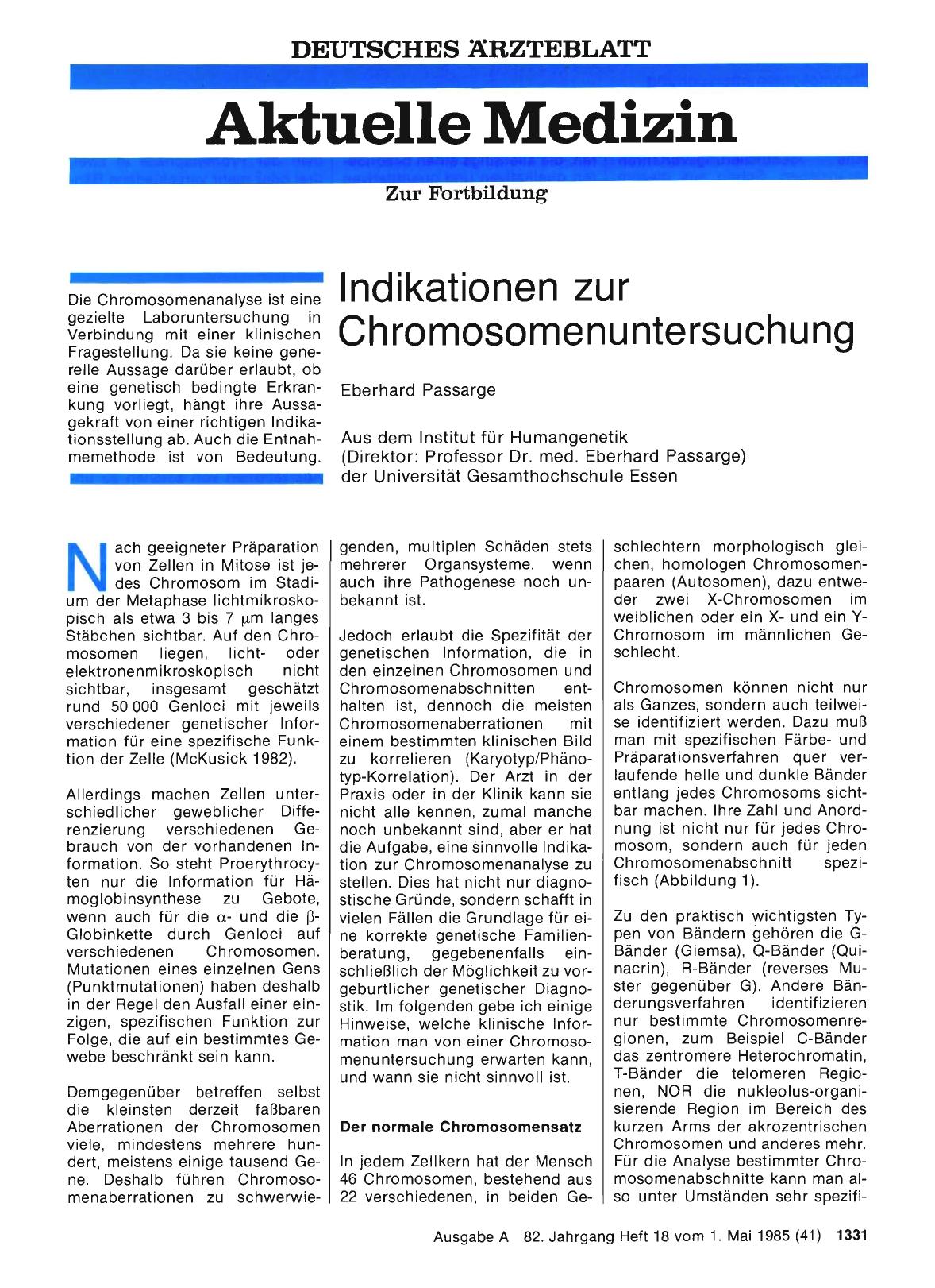Vorschauseite 1: Indikationen zur Chromosomenuntersuchung