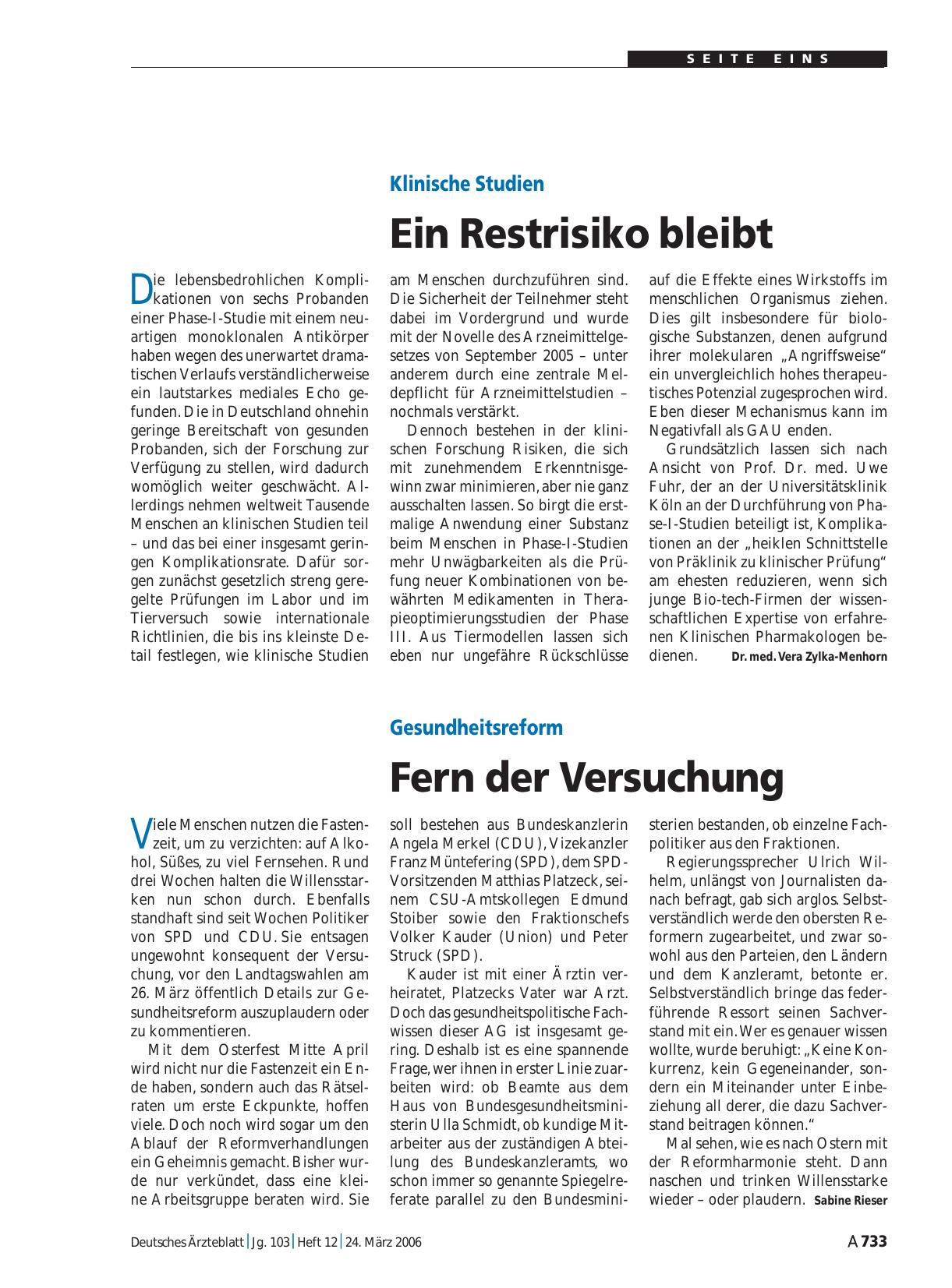 Vorschauseite 1: Klinische Studien: Ein Restrisiko bleibt