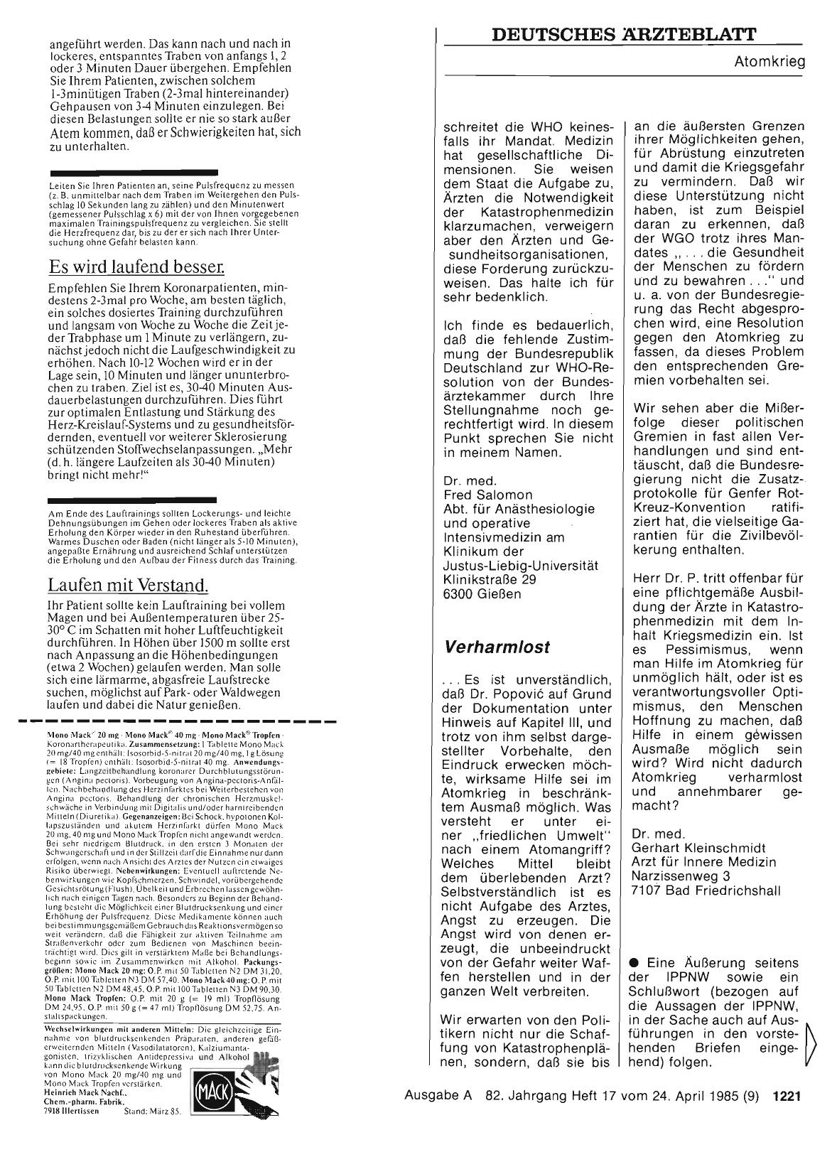 Vorschauseite 1: Auswirkungen eines Atomkrieges auf das Gesundheitswesen (I): Verharmlost