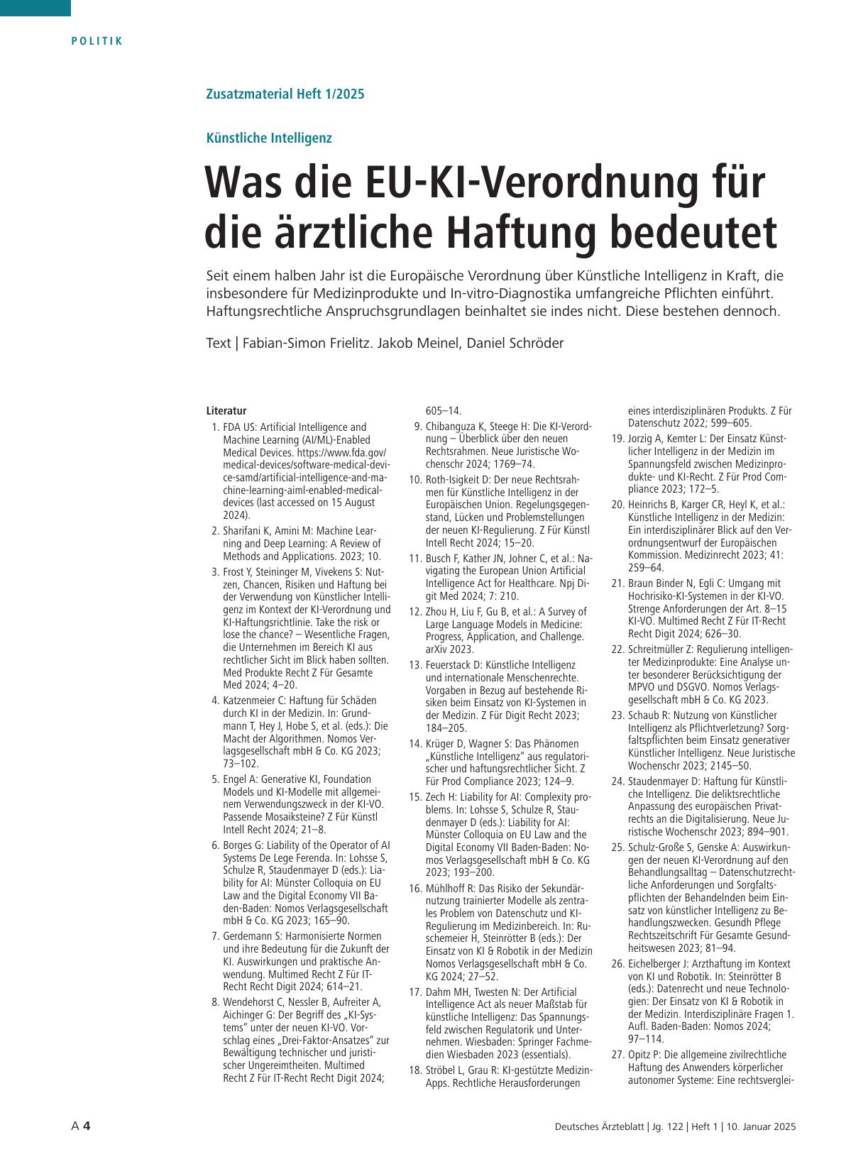 Vorschauseite 4: Künstliche Intelligenz: Was die EU-KI-Verordnung für die ärztliche Haftung bedeutet