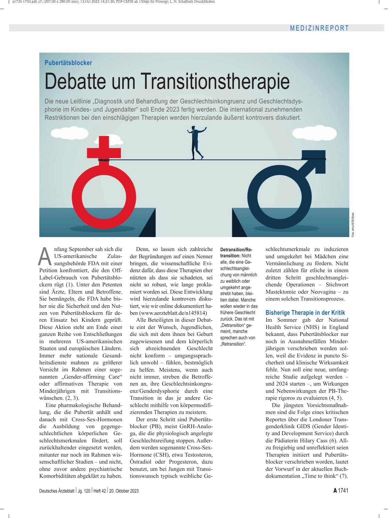 Vorschauseite 1: Pubertätsblocker: Debatte um Transitionstherapie