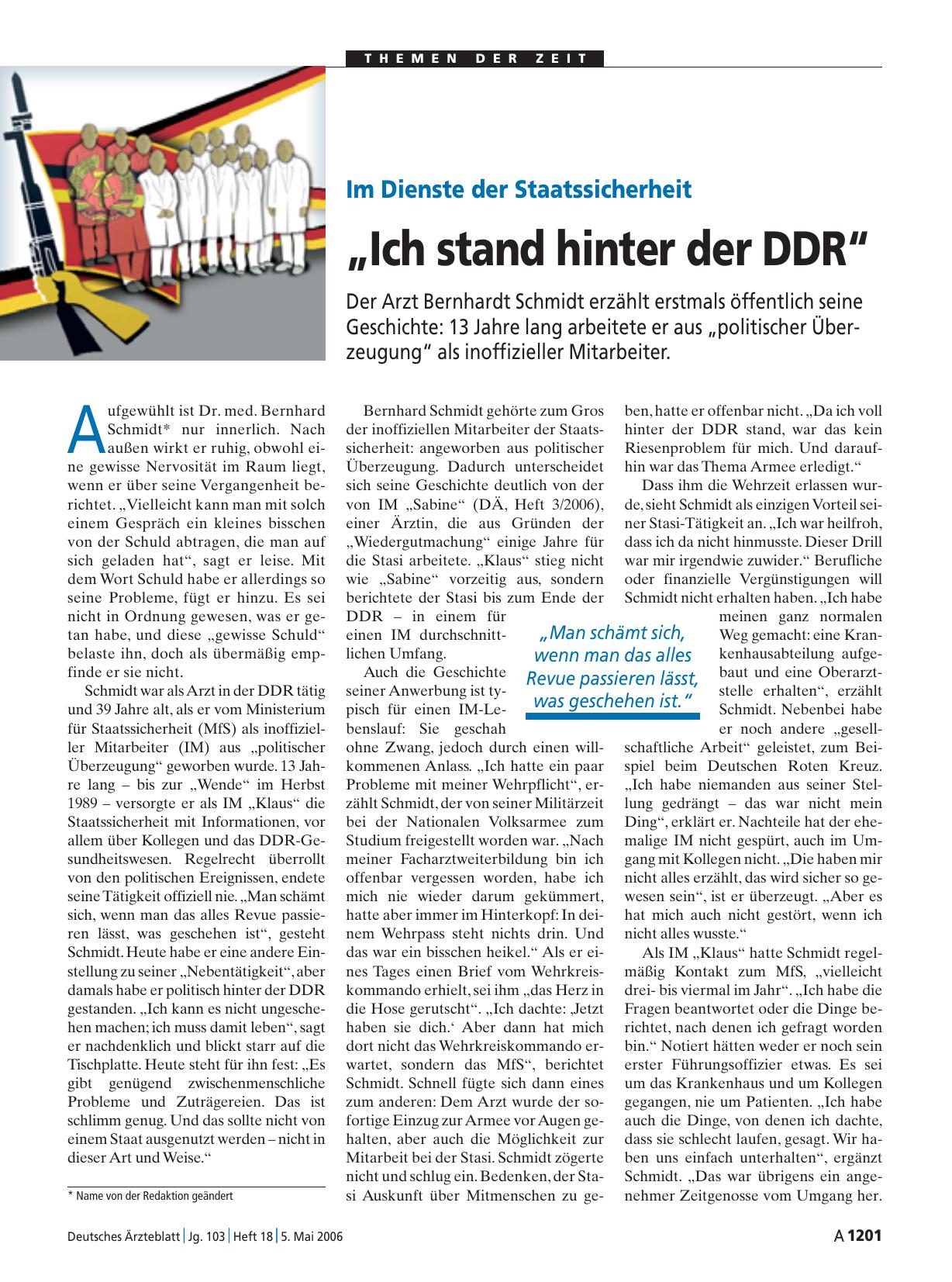 Vorschauseite 1: Im Dienste der Staatssicherheit: „Ich stand hinter der DDR“