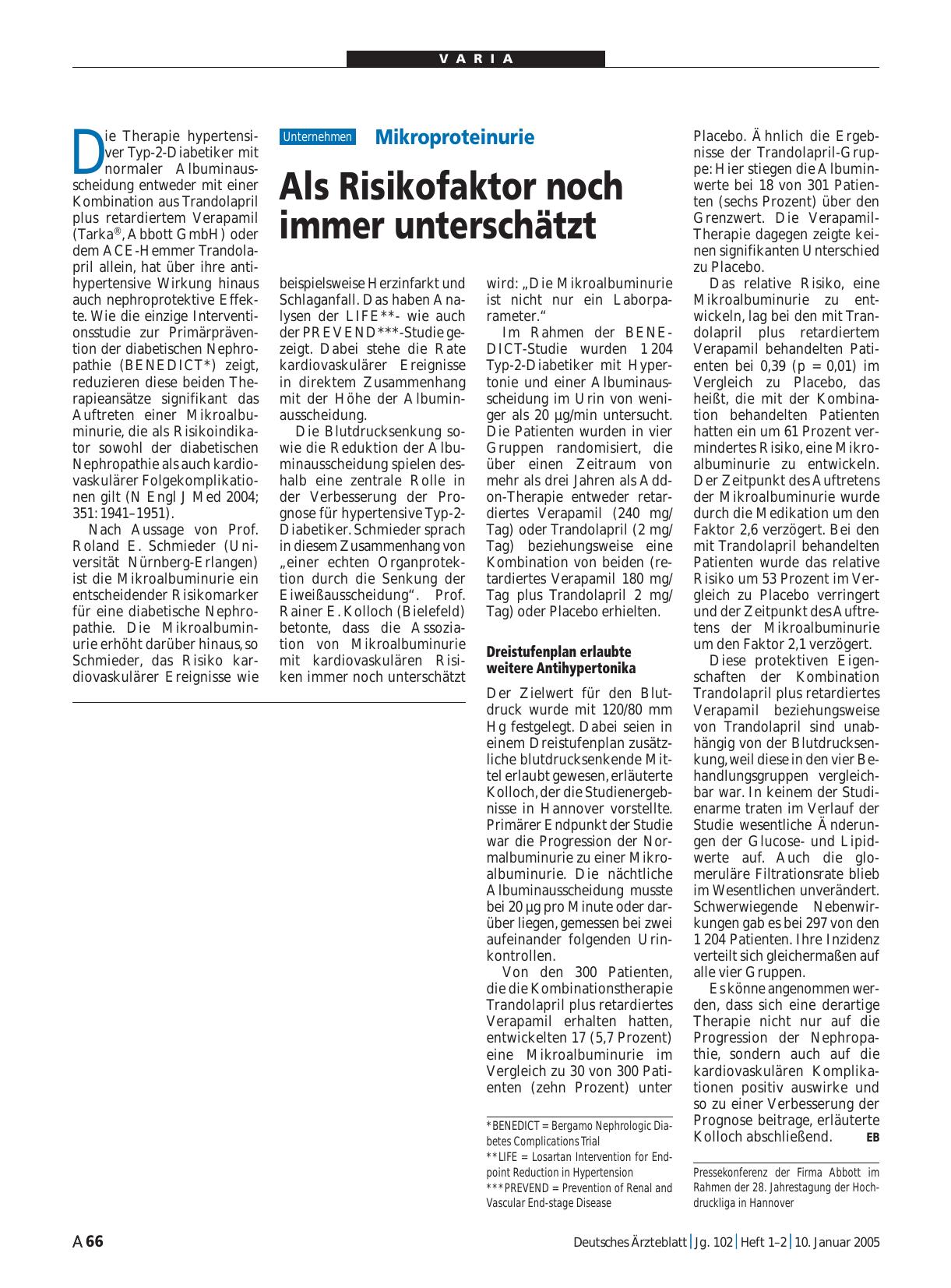 Vorschauseite 1: Mikroproteinurie: Als Risikofaktor noch immer unterschätzt
