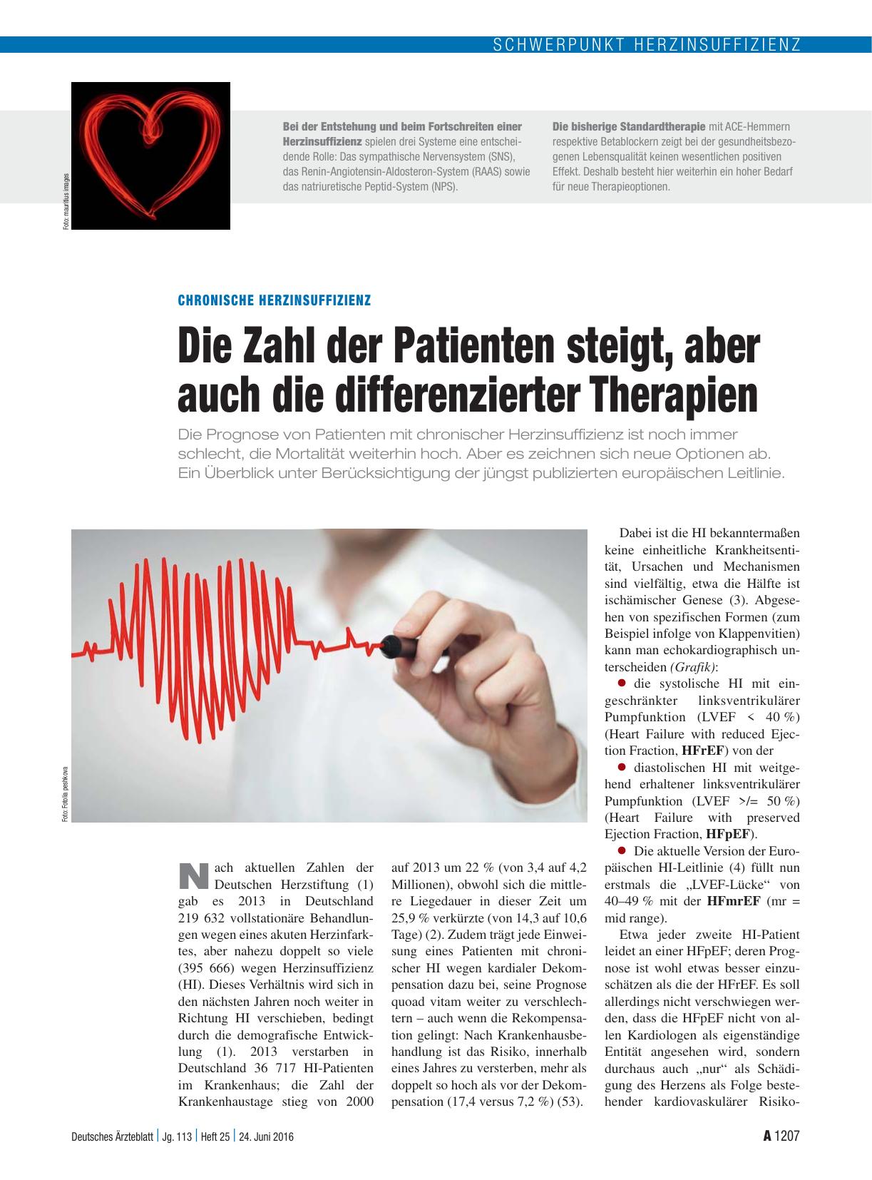 Vorschauseite 1: Chronische Herzinsuffizienz: Die Zahl der Patienten steigt, aber auch die differenzierter Therapien
