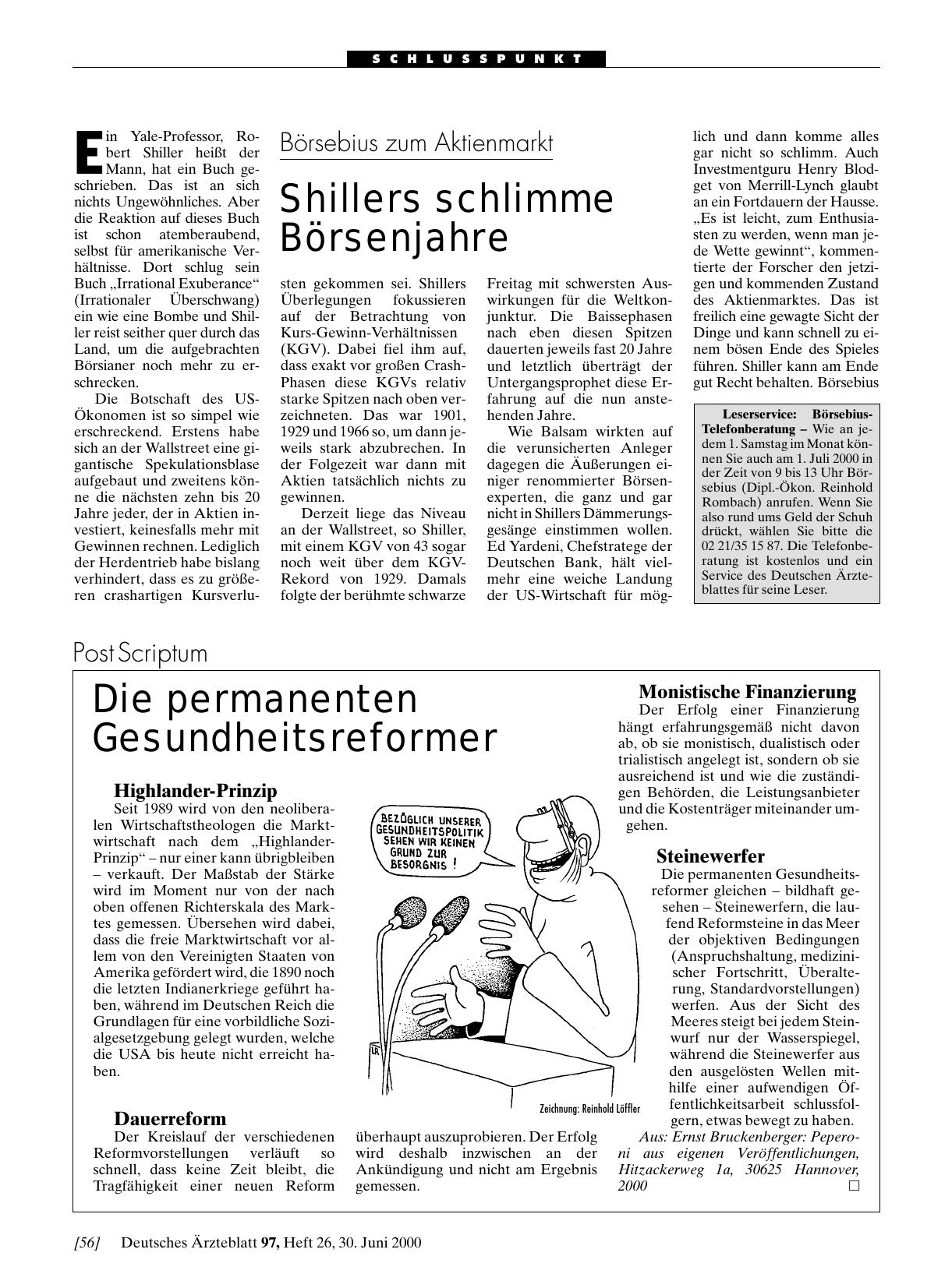 Vorschauseite 1: Börsebius zum Aktienmarkt: Shillers schlimme Börsenjahre