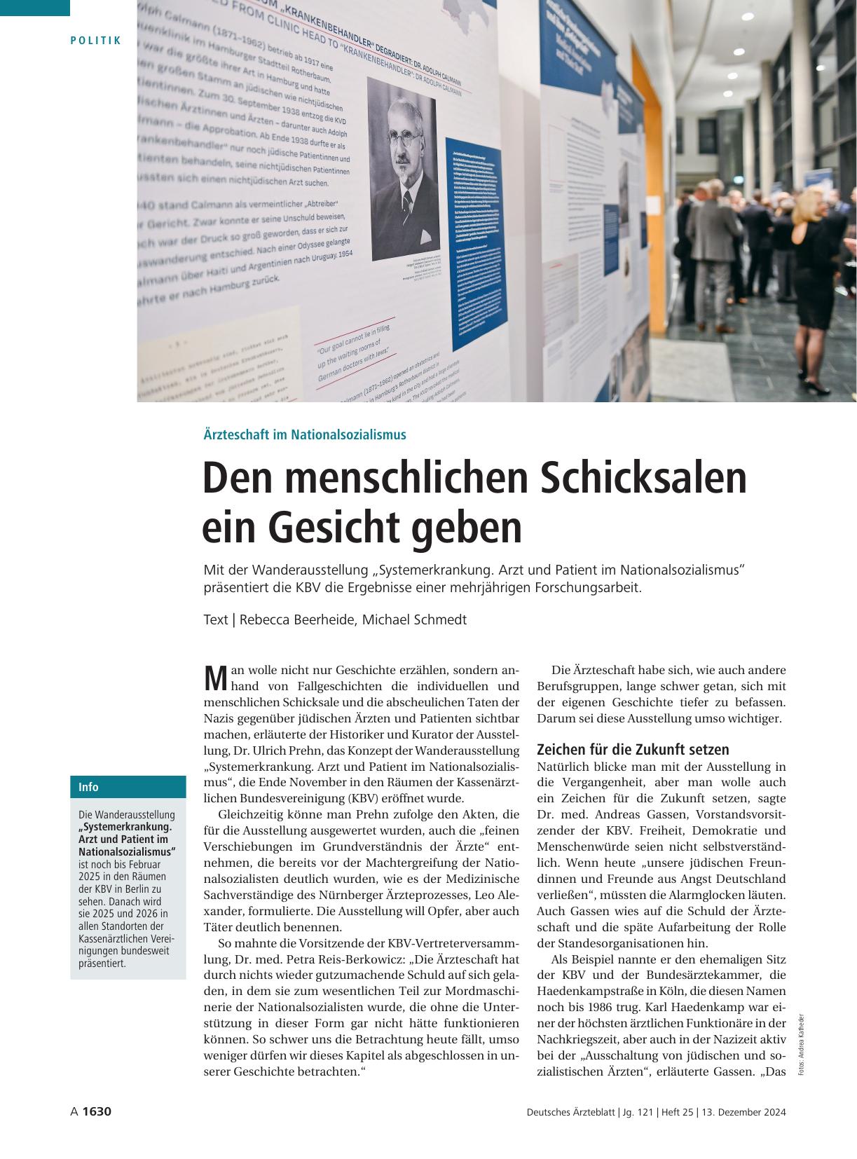 Vorschauseite 1: Ärzteschaft im Nationalsozialismus: Den menschlichen Schicksalen ein Gesicht geben