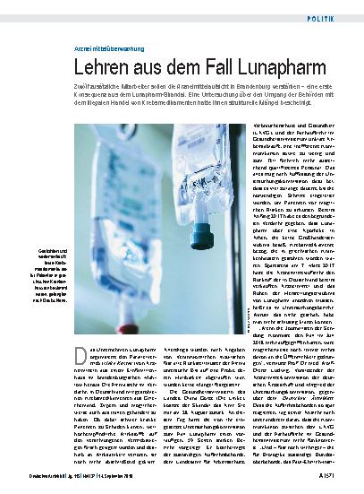 Vorschauseite 1: Arzneimittelüberwachung: Lehren aus dem Fall Lunapharm