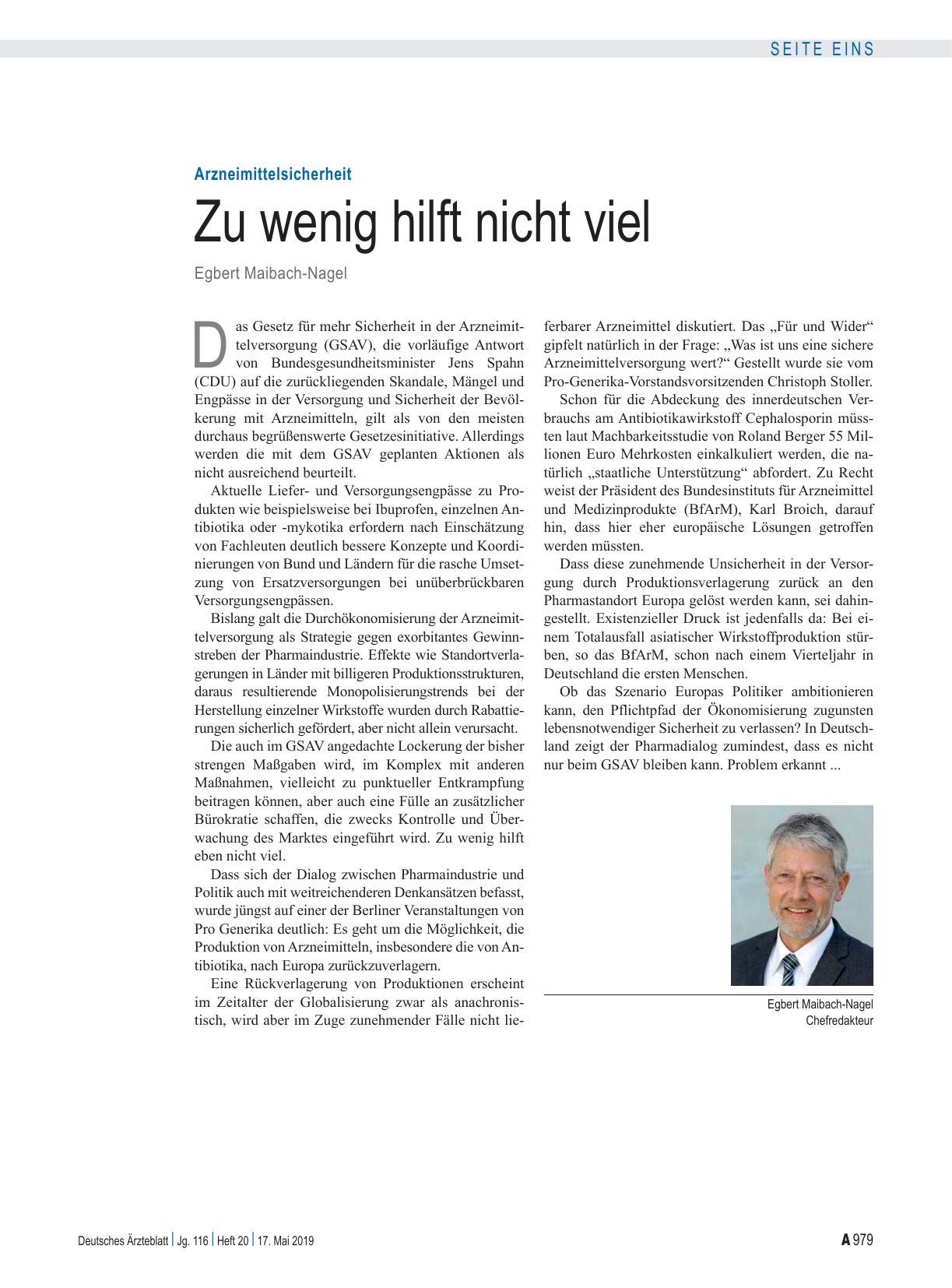 Vorschauseite 1: Arzneimittelsicherheit: Zu wenig hilft nicht viel
