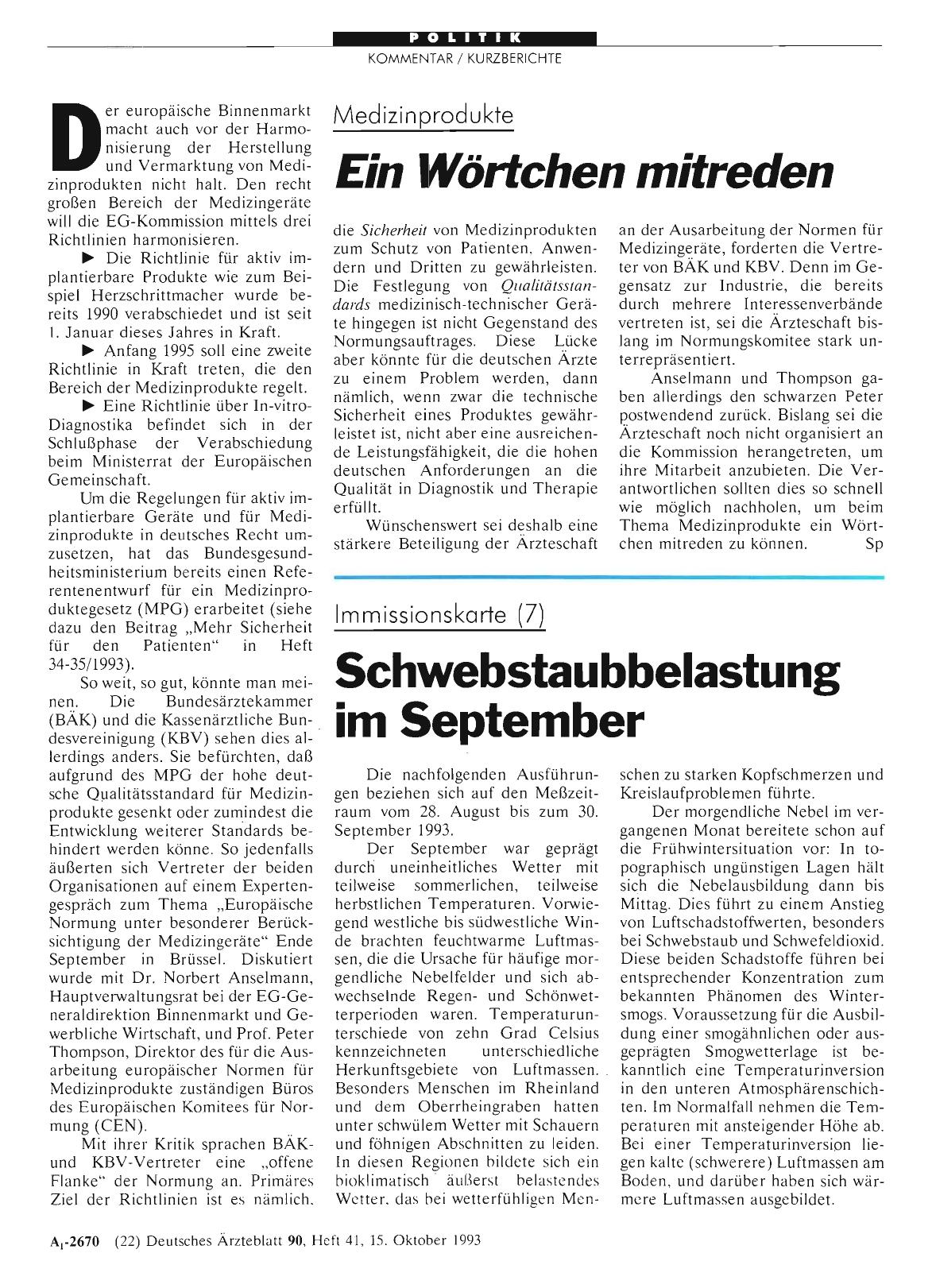 Vorschauseite 1: Medizinprodukte: Ein Wörtchen mitreden