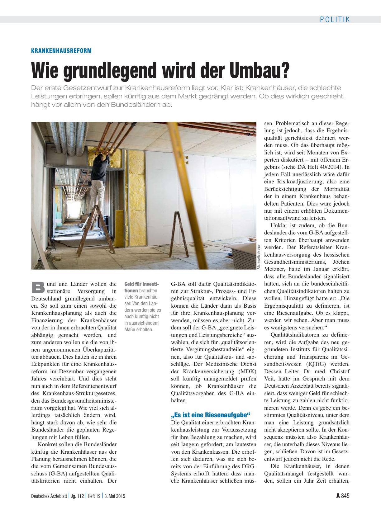 Vorschauseite 1: Krankenhausreform: Wie grundlegend wird der Umbau?