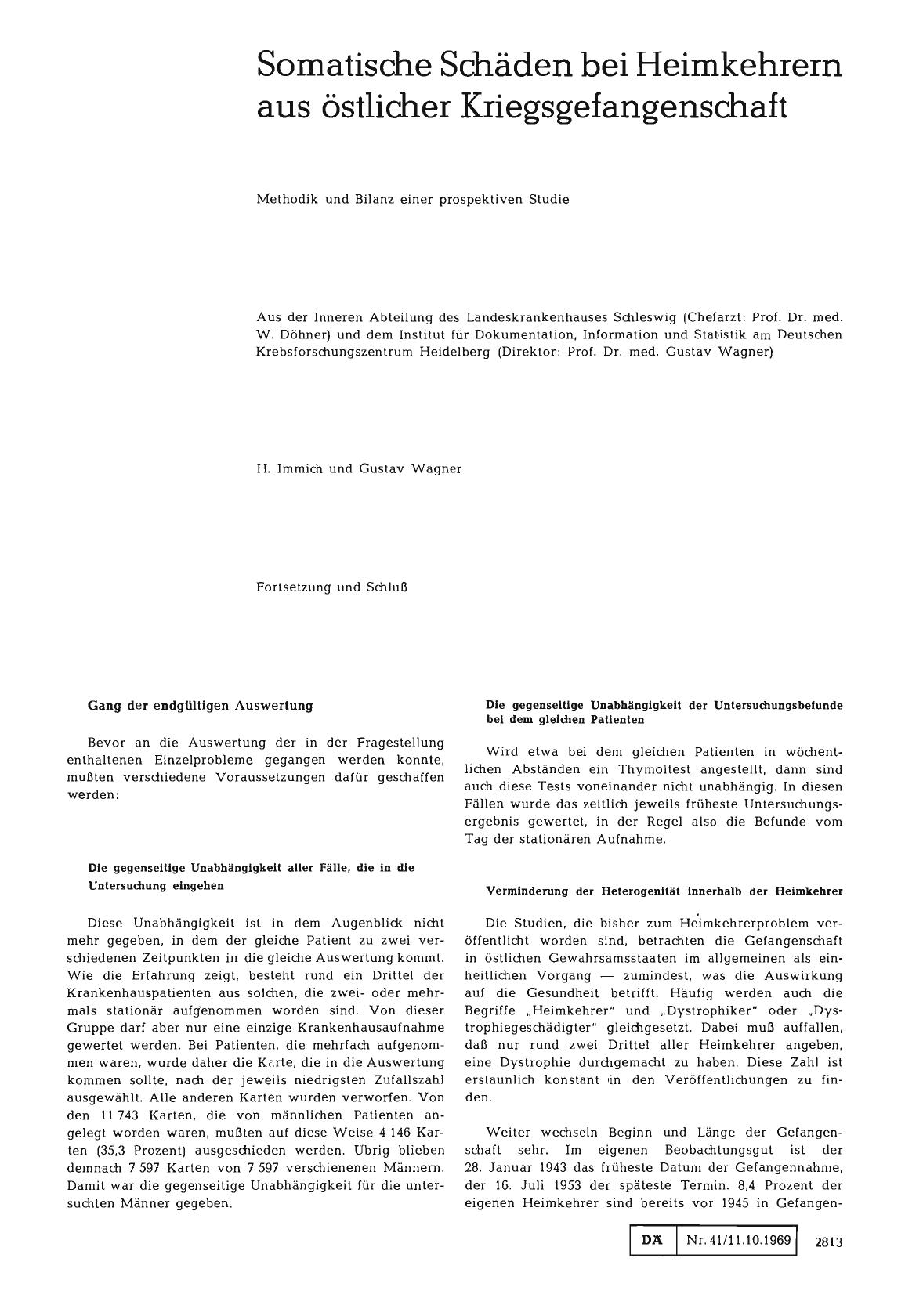 Vorschauseite 1: Somatische Schäden bei Heimkehrern aus östlicher Kriegsgefangenschaft (Fortsetzung und Schluß)