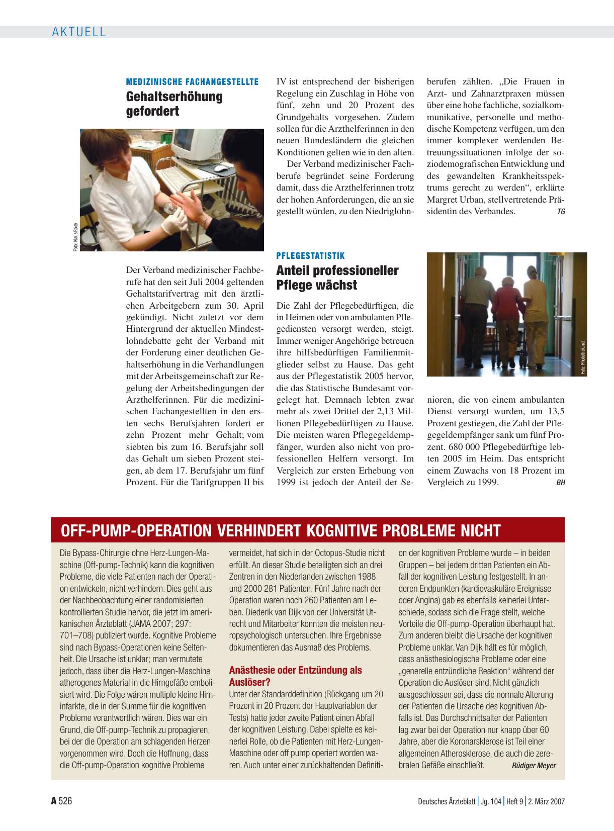 Vorschauseite 1: Off-Pump-Operation verhindert kognitive Probleme nicht