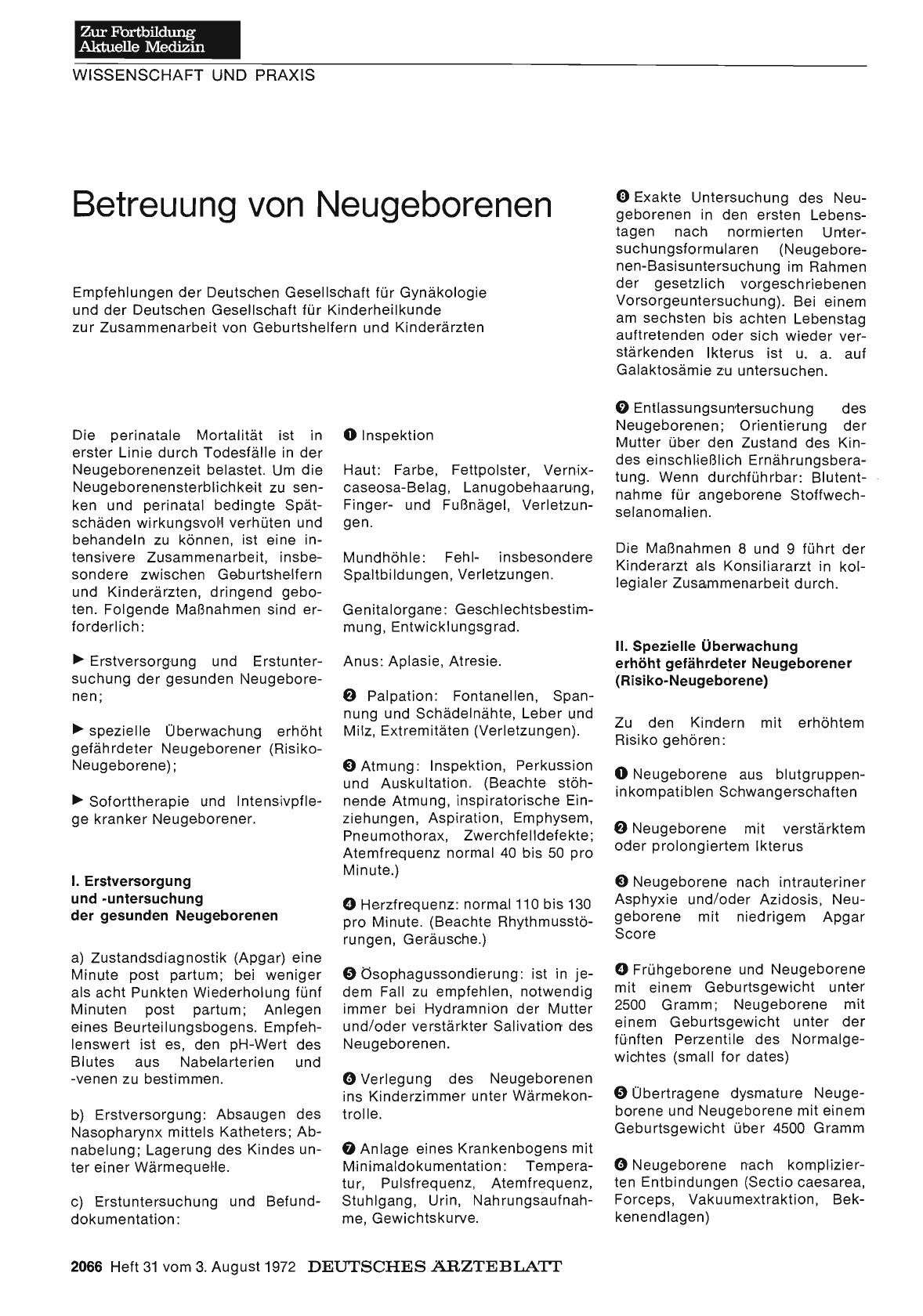 Vorschauseite 1: Betreuung von Neugeborenen: Empfehlungen der Deutschen Gesellschaft für Gynäkologie und der Deutschen Gesellschaft für Kinderheilkunde zur Zusammenarbeit von Geburtshelfern und Ki…