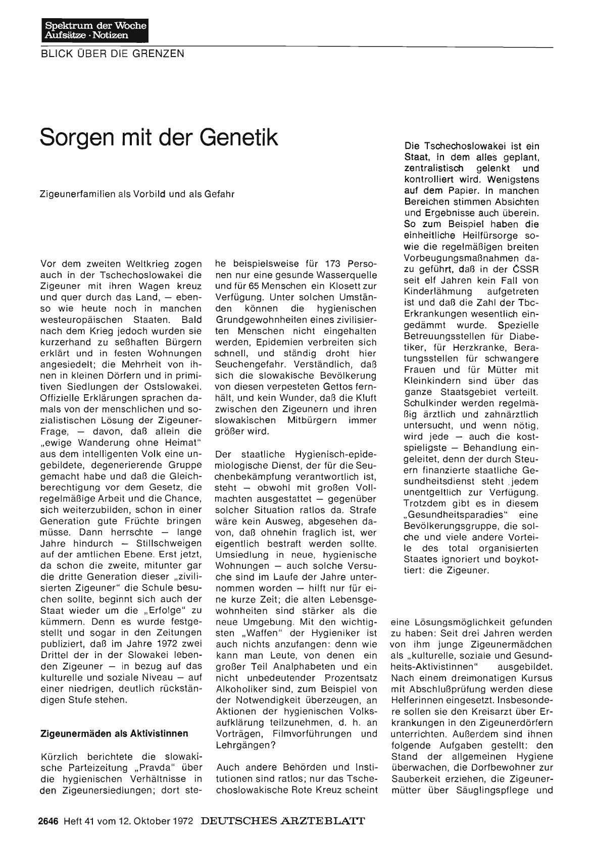 Vorschauseite 1: Sorgen mit der Genetik: Zigeunerfamilien als Vorbild und als Gefahr