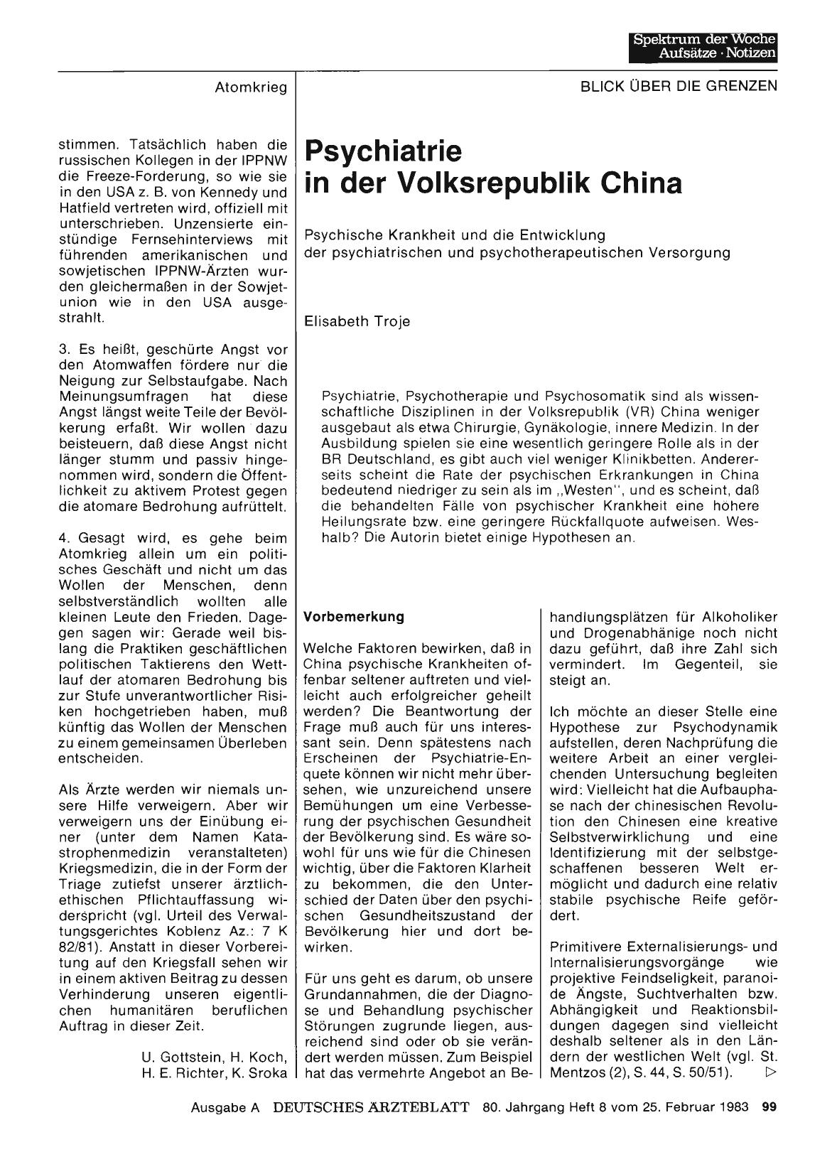 Vorschauseite 1: Psychiatrie in der Volksrepublik China