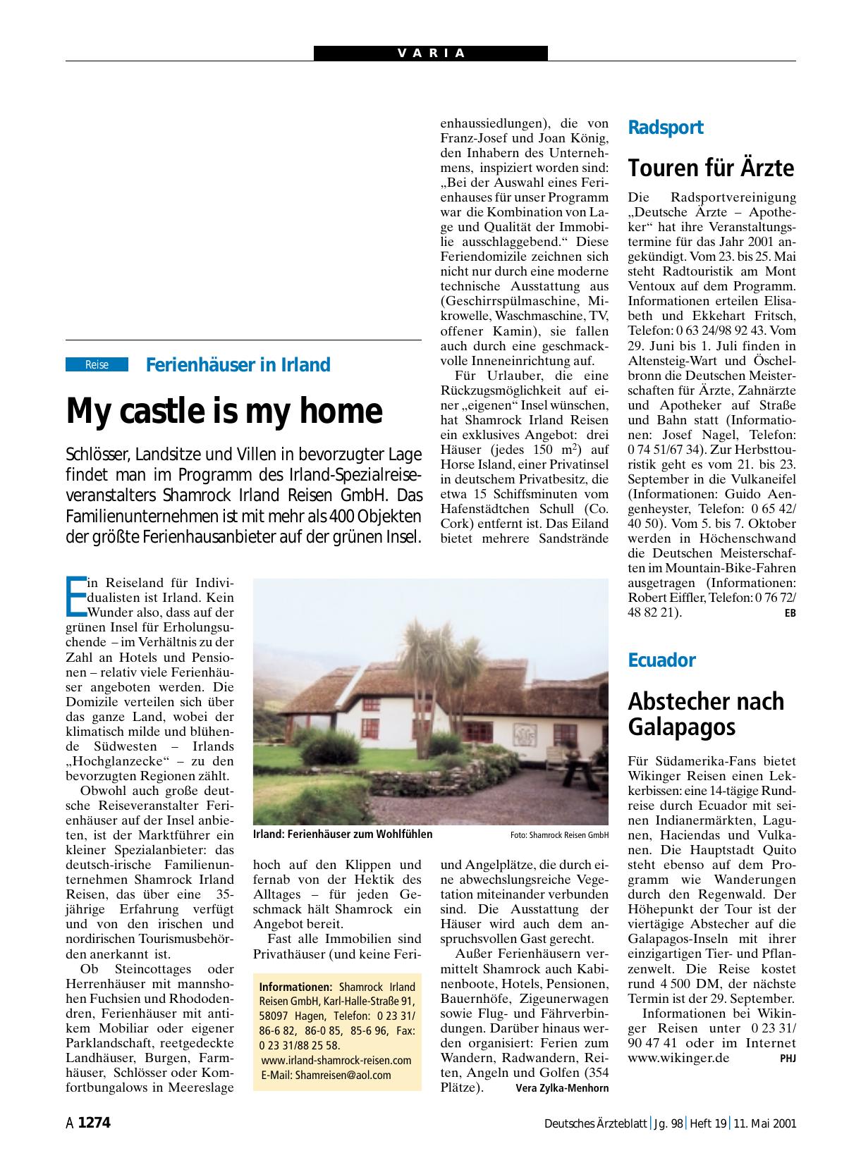 Vorschauseite 1: Ferienhäuser in Irland: My castle is my home