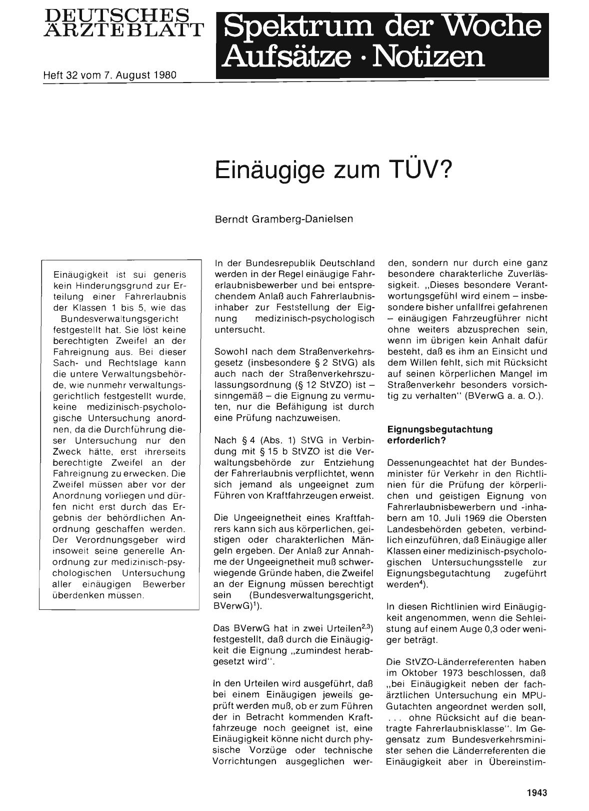 Vorschauseite 1: Einäugige zum TÜV?