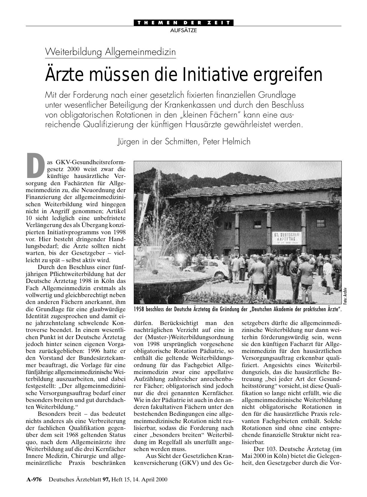 Vorschauseite 1: Weiterbildung Allgemeinmedizin: Ärzte müssen die Initiative ergreifen