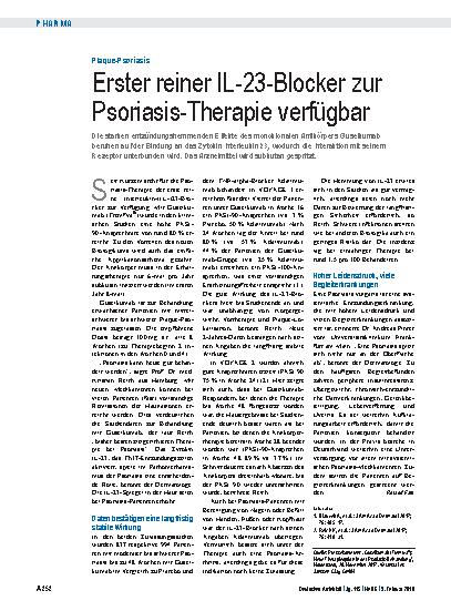 Vorschauseite 1: Plaque-Psoriasis: Erster reiner IL-23-Blocker zur Psoriasis-Therapie verfügbar