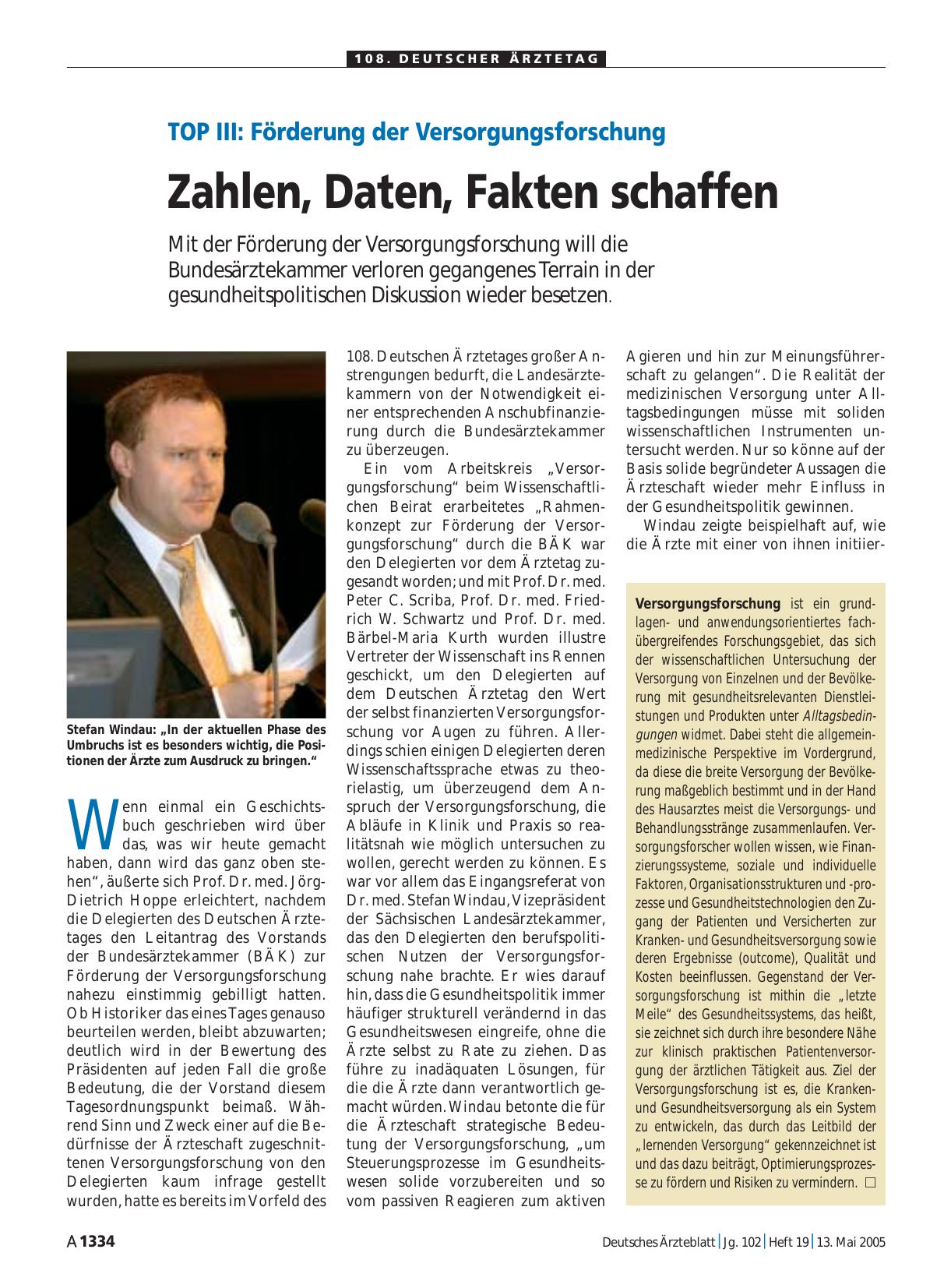 Vorschauseite 1: TOP III - Förderung der Versorgungsforschung: Zahlen, Daten, Fakten schaffen
