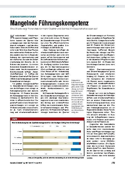 Vorschauseite 1: Gesundheitseinrichtungen: Mangelnde Führungskompetenz