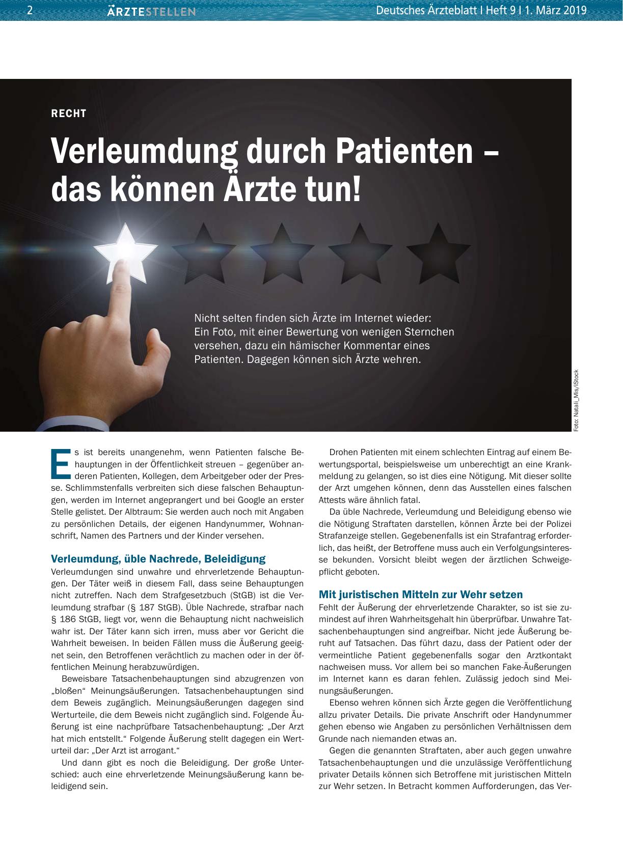 Vorschauseite 1: Recht: Verleumdung durch Patienten – das können Ärzte tun!