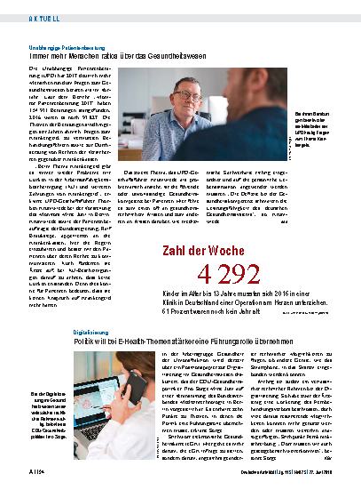 Vorschauseite 1: Unabhängige Patientenberatung: Immer mehr Menschen ratlos über das Gesundheitswesen